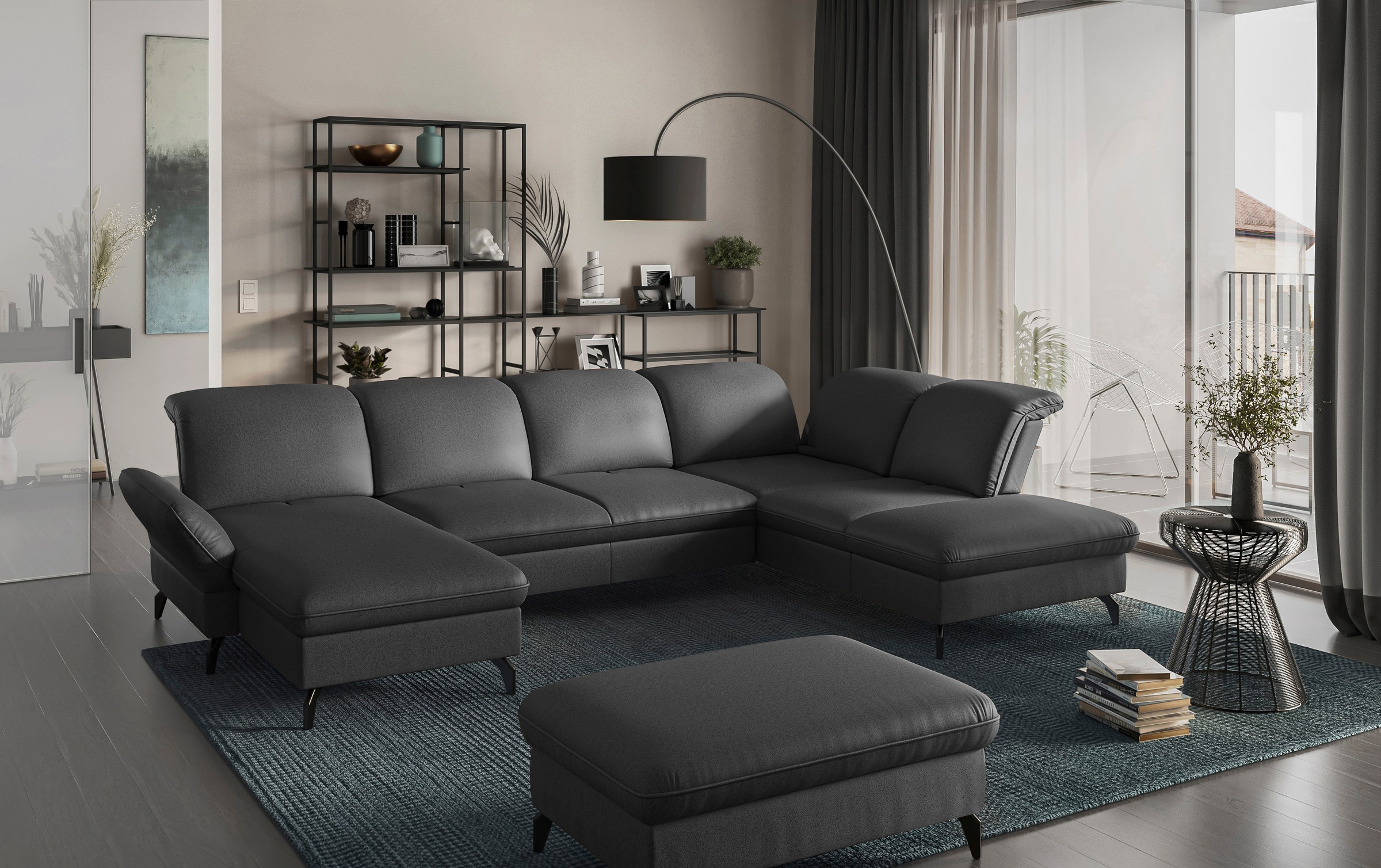 sit&more Wohnlandschaft »Leandro U-Form«, Wahlweise mit Bett-, Kopfteil - u günstig online kaufen