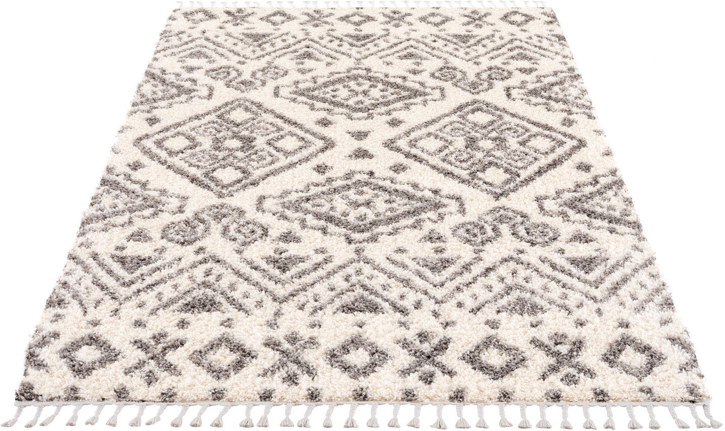 Carpet City Hochflor-Teppich »Pulpy 541«, rechteckig, 30 mm Höhe, besonders weich, mit Fransen, Ethno Look