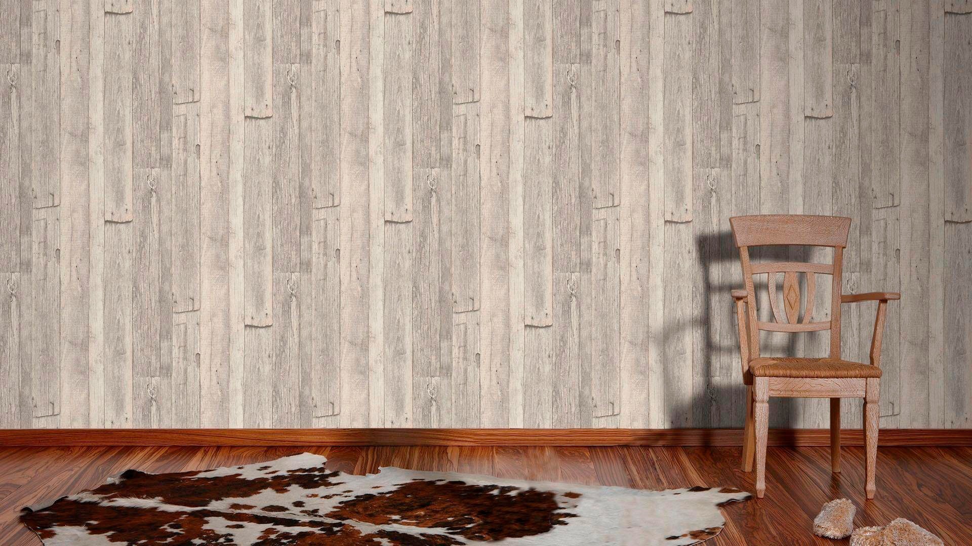 living walls Vliestapete »Best of Wood`n Stone 2nd Edition«, Holz-realistisch-gestreift, Tapete Holzoptik matt leicht strukturiert Tapeten Wohnzimmer modern