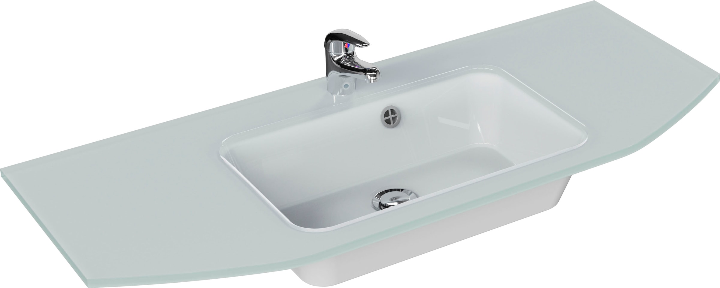 Saphir Badmöbel-Set »Quickset 5-teilig Glas-Waschtisch mit LED-Spiegelschrank, Bad-Set« 6 Stk. tlg.