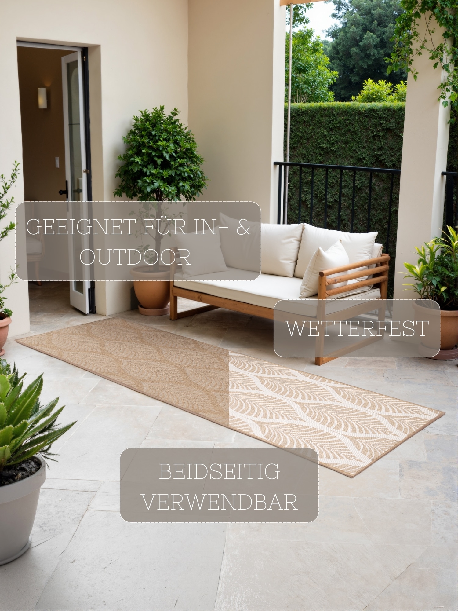NORTHRUGS Outdoorteppich »Liora Wendeteppich«, rechteckig, 5 mm Höhe, Läufer, In und Outdoor, Flachgewebe, wetterfest, pflegeleicht, robust