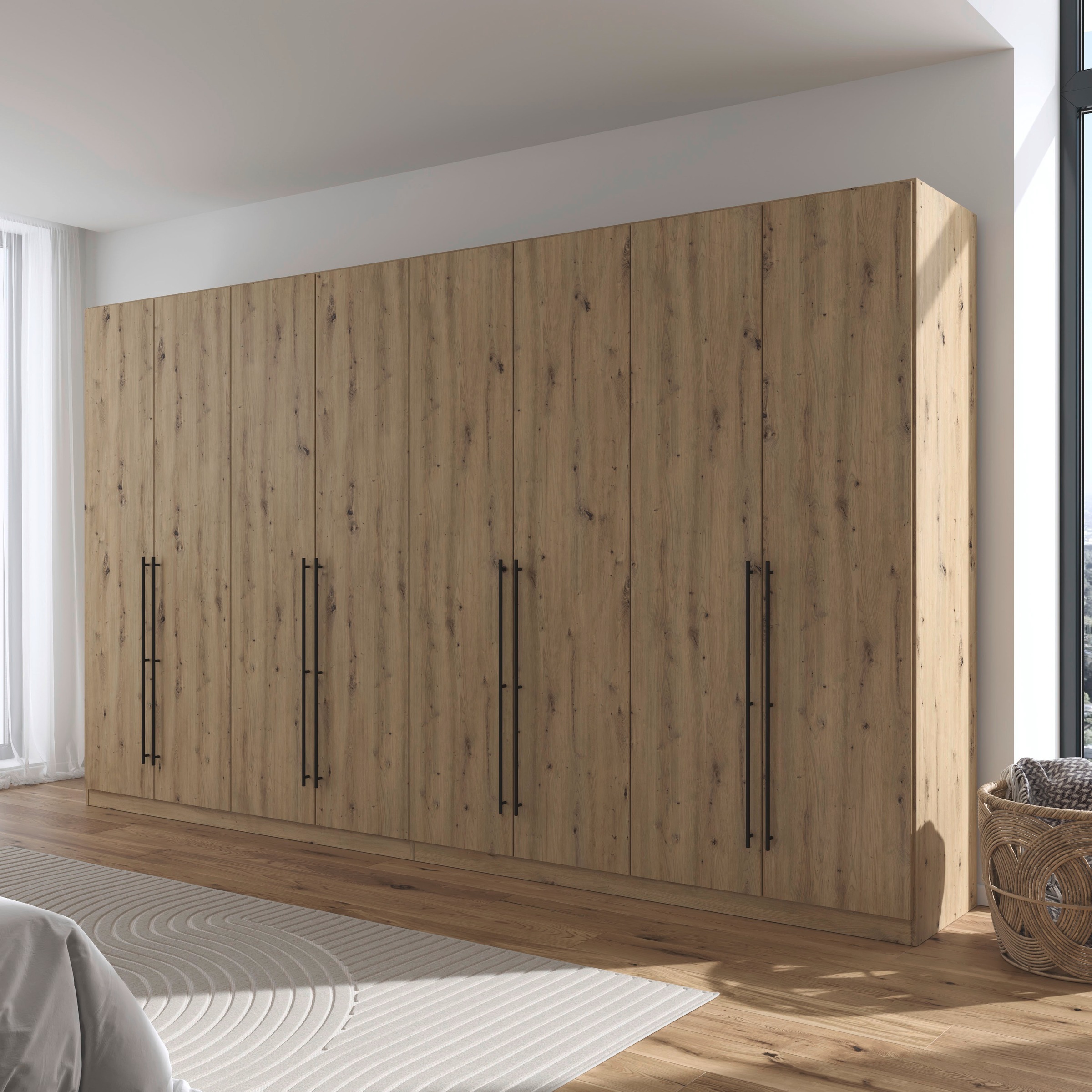 rauch Kleiderschrank »Drehtürenschrank Schrank Garderobe Wäscheschrank Schlafzimmer AVOLA«, (in 3 verschiedenen Ausstattungen BASIC/CLASSIC/PREMIUM), mit hochwertigen Stangengriffen in Schwarz aus Metall MADE IN GERMANY