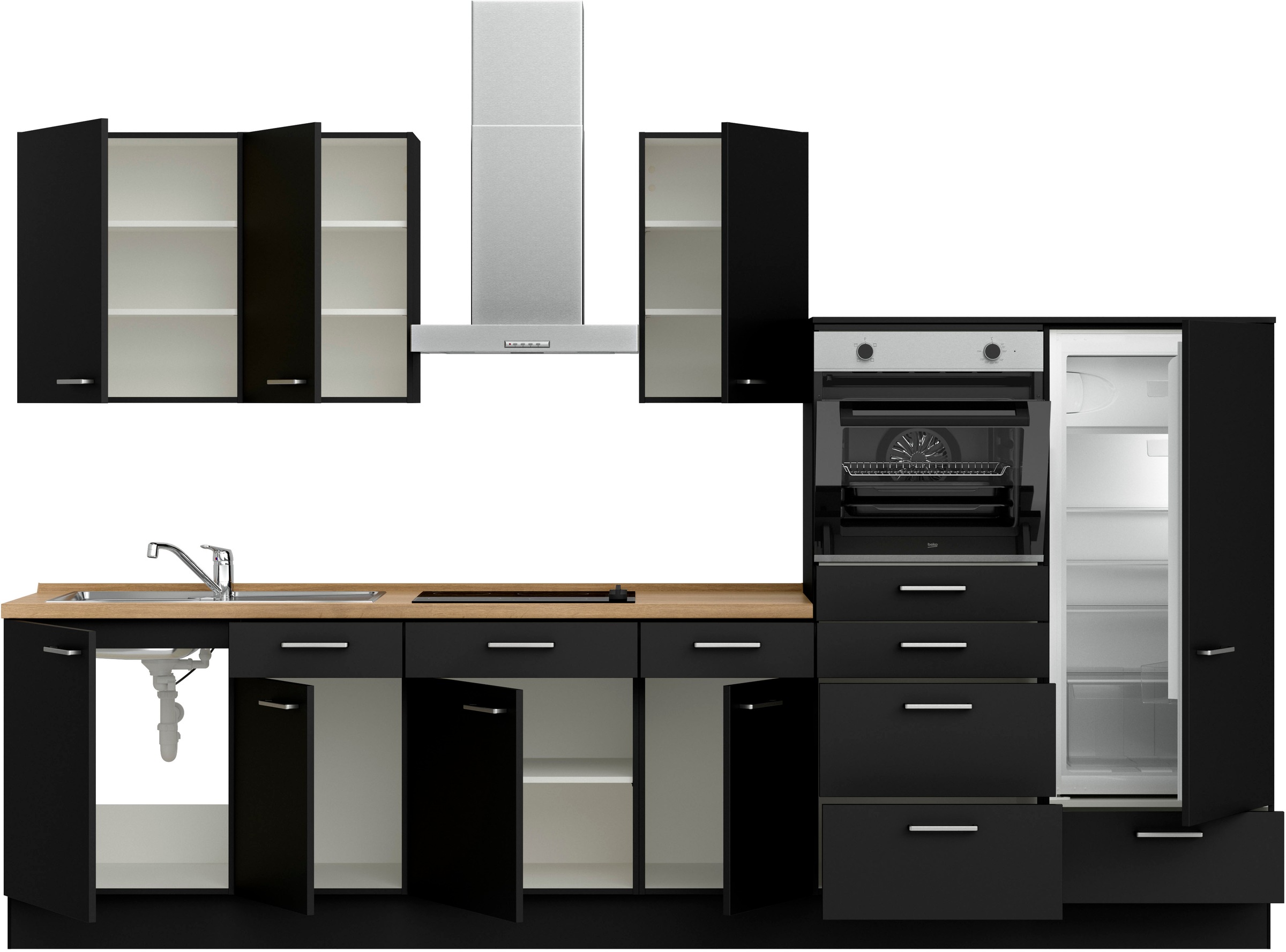 nobilia® Küchenzeile »"Touch I"« vormontiert,  Ausrichtung wählbar, Breite 330 cm, wahlw. mit E-Geräten