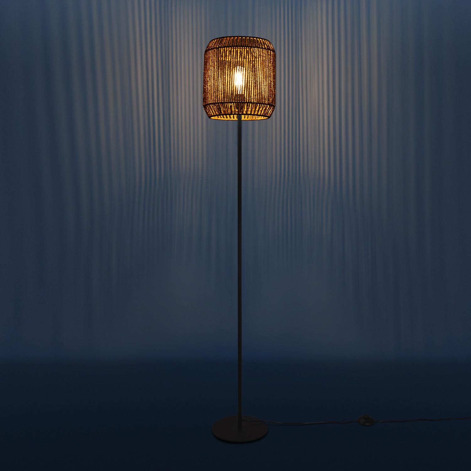 E27 1 Modern Stehlampe flammig-flammig, online LED Korb »Pedro«, Optik Boho Schlafzimmer Paco Wohnzimmer kaufen Home