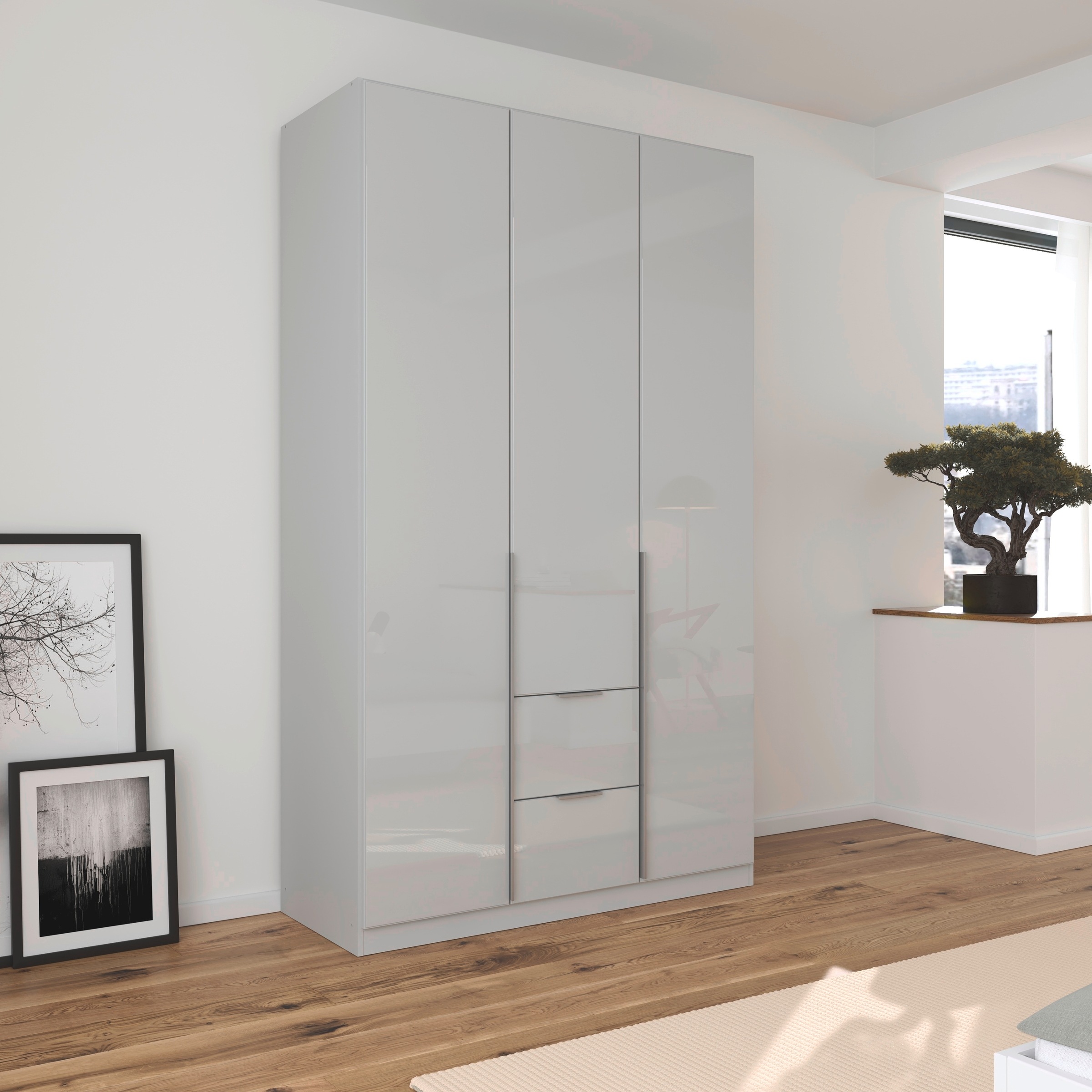 rauch Drehtürenschrank »Kleiderschrank Kleiderschränke Schrank Garderobe AGORDO mit Glasfront«, mit Außenschubkästen, in 6 Breiten und 2 Höhen MADE IN GERMANY