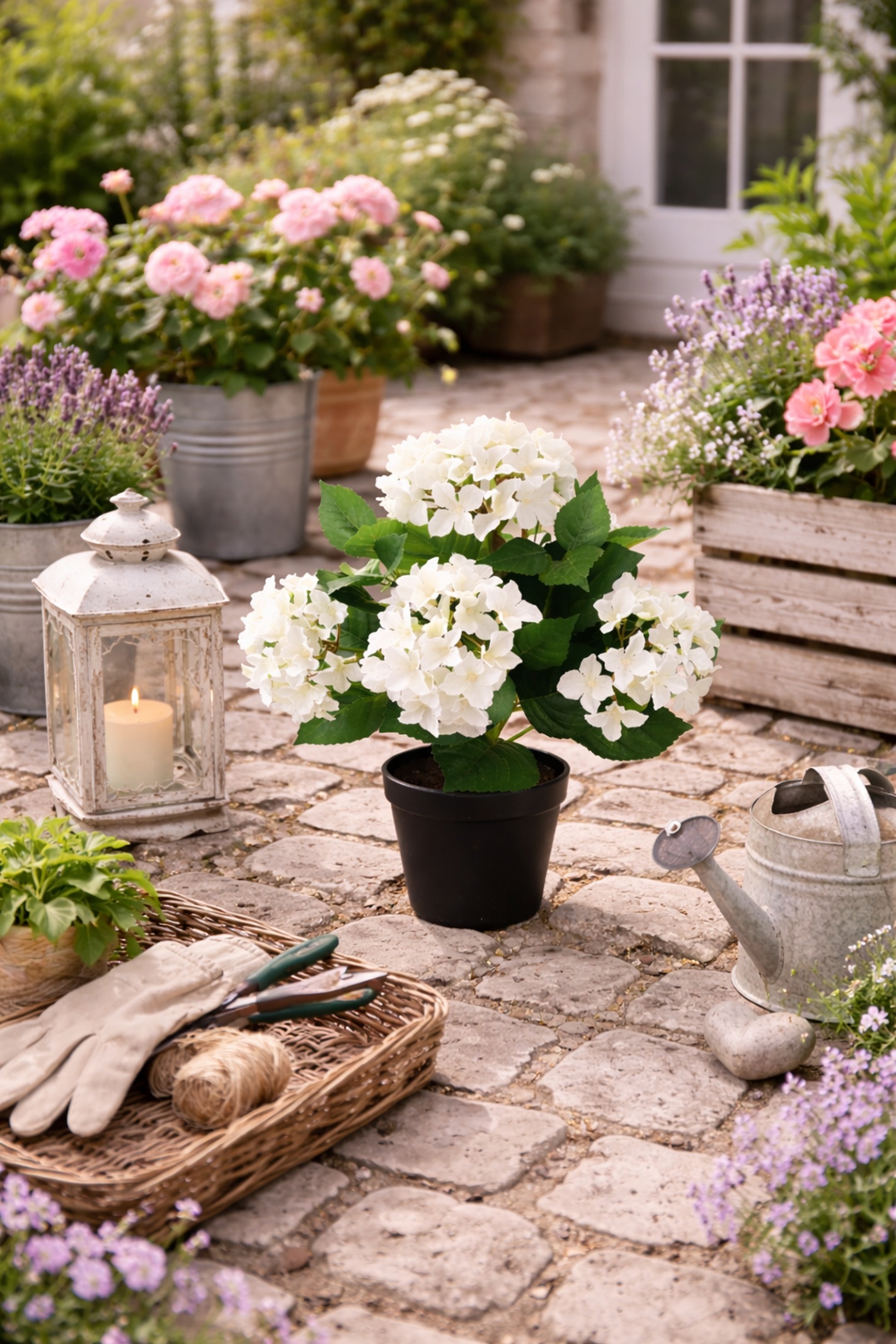 OTTO home Kunstblume »Künstliche Hortensie im Topf« 40cm Realistische Kunstpflanze Blumen Deko Blumen Pflanzen