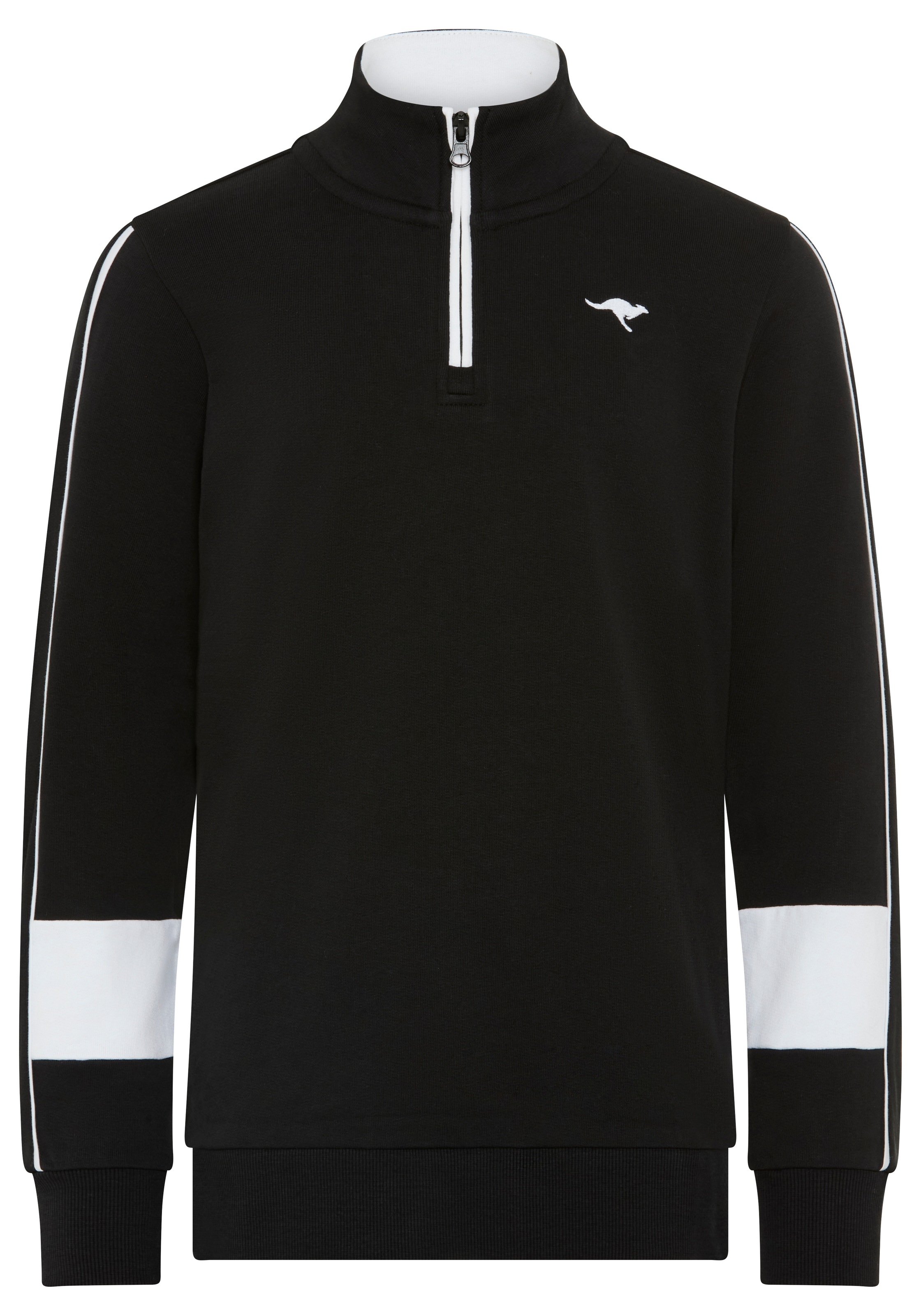 KangaROOS Sweatshirt »Troyer-Sweatshirt mit kontrastfarbigen Einsatz und KangaROOS Stickerei«, Troyer mit modischen Ärmeleinsätzen, Reißverschluss, bequeme Passform
