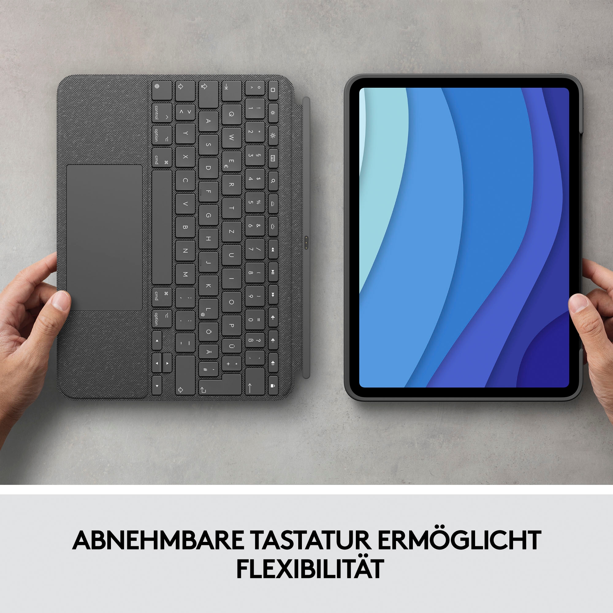 Logitech iPad-Tastatur »Combo Touch iPad Pro 11 Zoll«, (ausklappbare Füße-Multimedia-Tasten)
