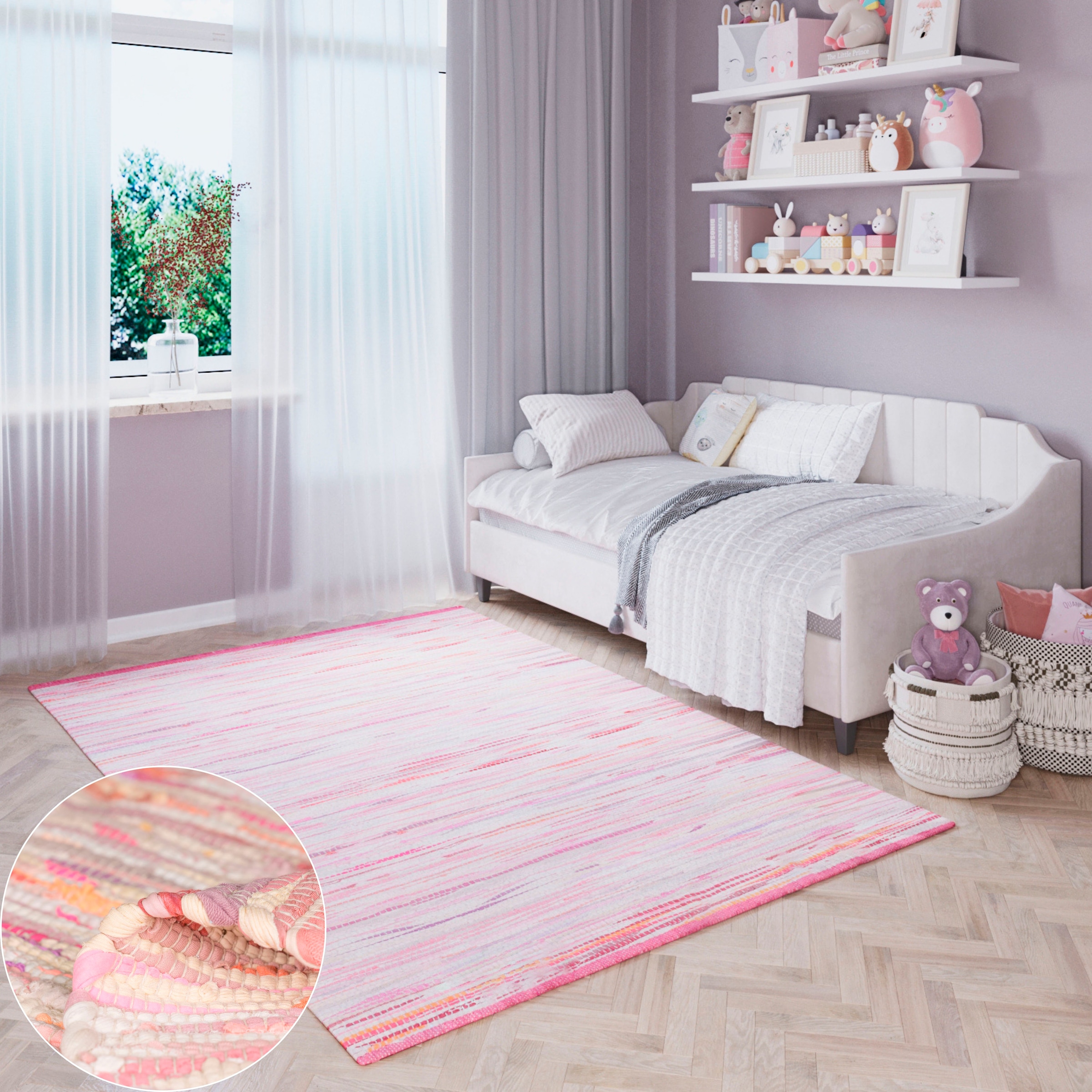 my home Teppich »Bente«, rechteckig, 10 mm Höhe, Handweb Teppich, 90% Baumw günstig online kaufen