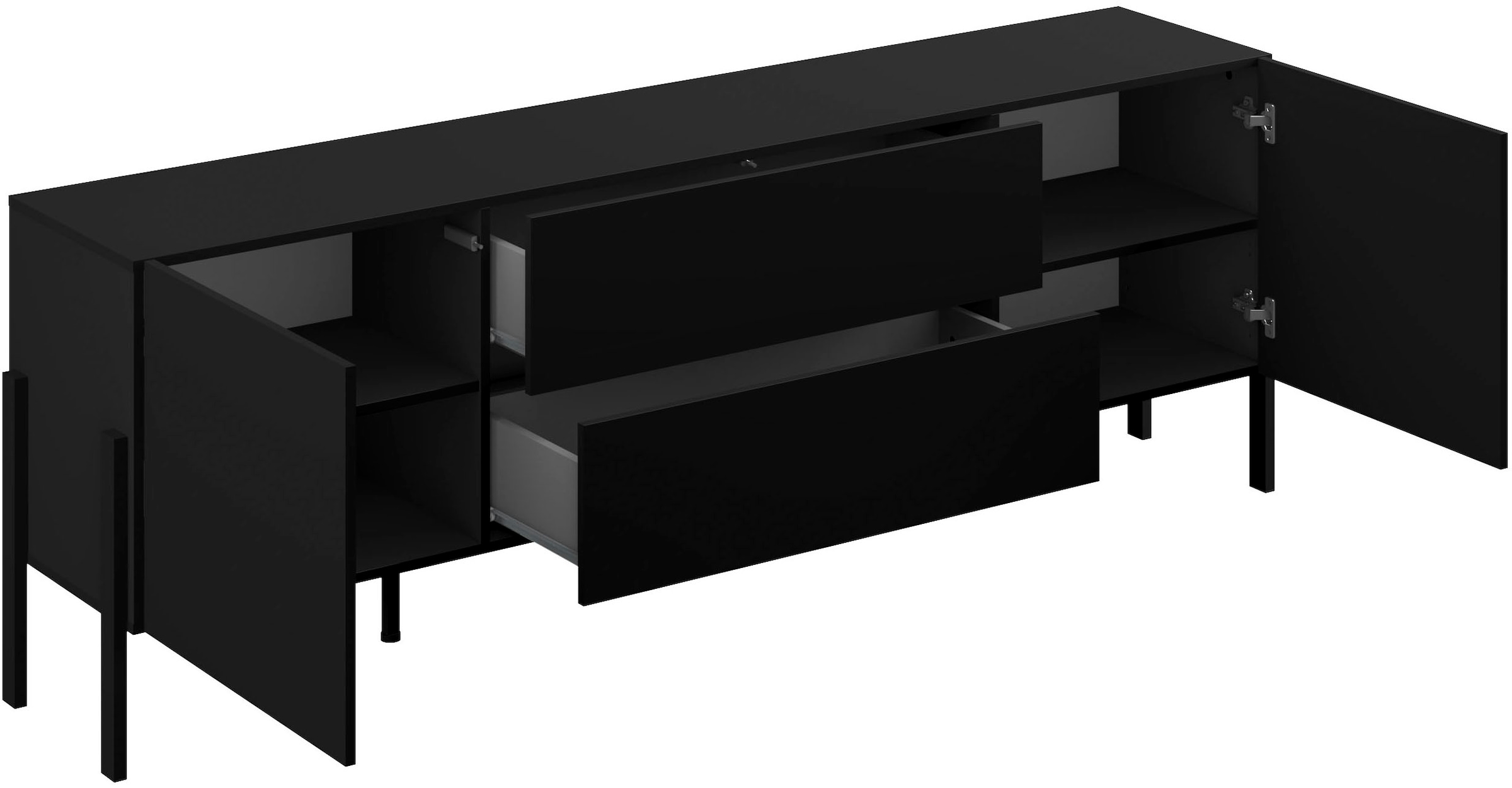 OTTO home Lowboard »Jukon,Breite 200 cm, moderne grifflose TV-Kommode,2 Türen/2 Schubladen« TV-Schrank mit viel Stauraum, TV-Board, push-to-open-Funktion