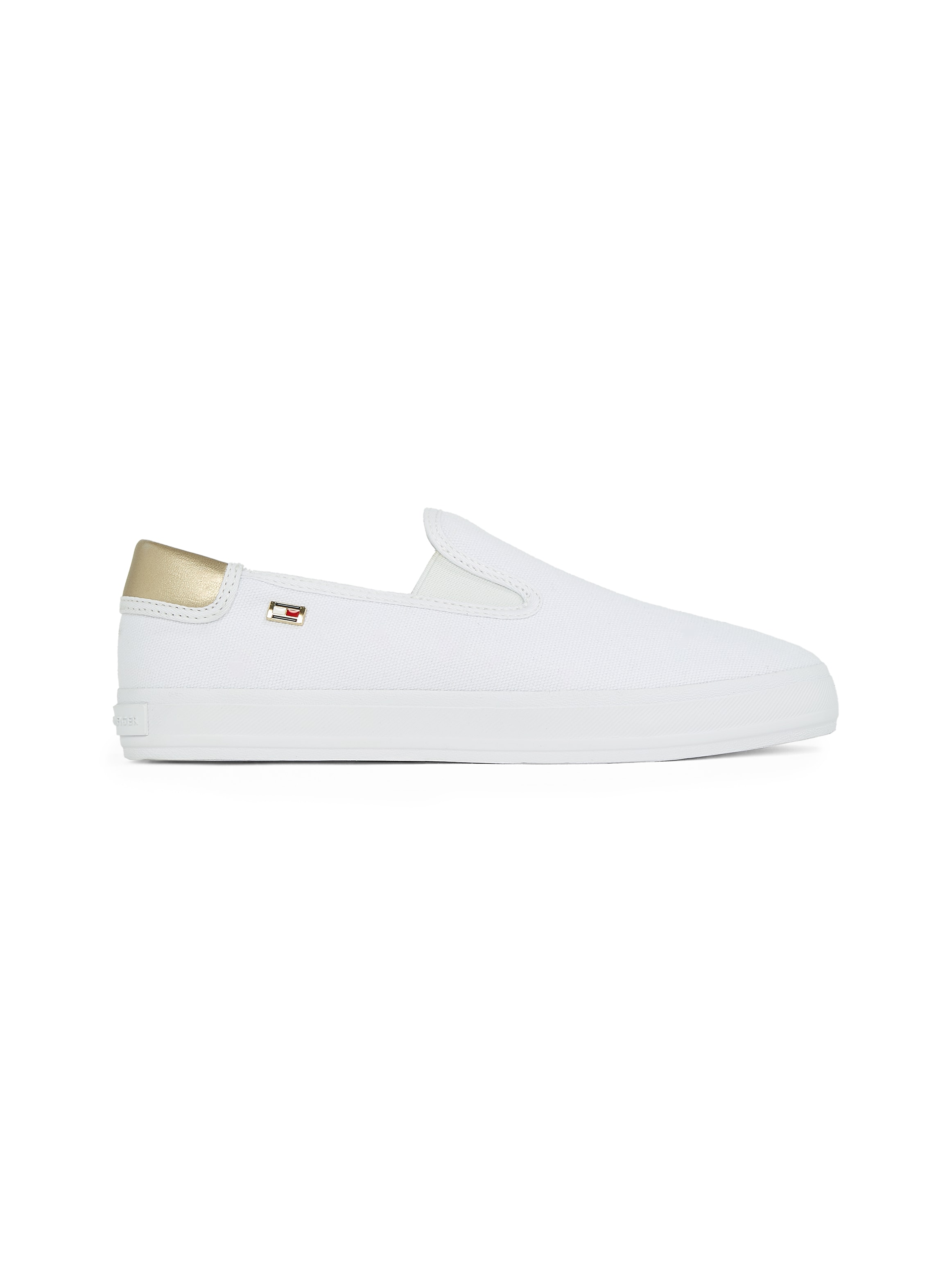 Tommy Hilfiger Slip-On Sneaker »VULC CANVAS SLIP-ON SNEAKER«, Plateau, Freizeitschuh, Halbschuh mit Kontrastbesatz, schmale Form