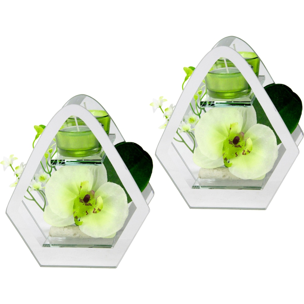 I.GE.A. Kunstpflanze »Orchidee im Glas mit Teelicht«