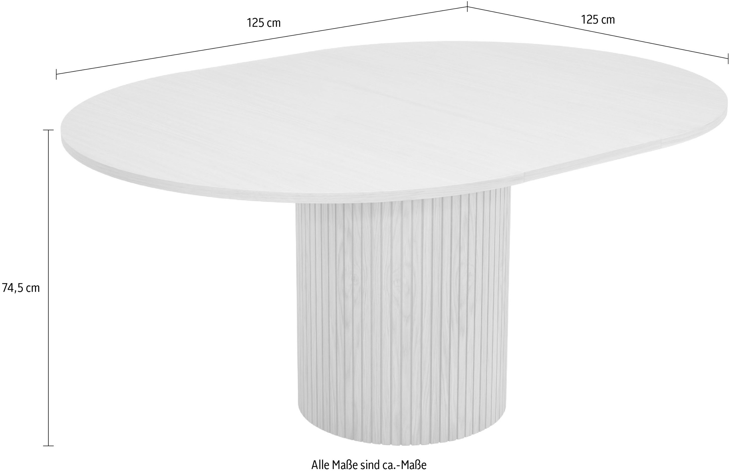 6. Bild von LeGer Home by Lena Gercke Esstisch »TOSCANA, Eiche Furnier«, D 125 cm, mit Verlängerungsplatten, ausziehbar auf 165 cm