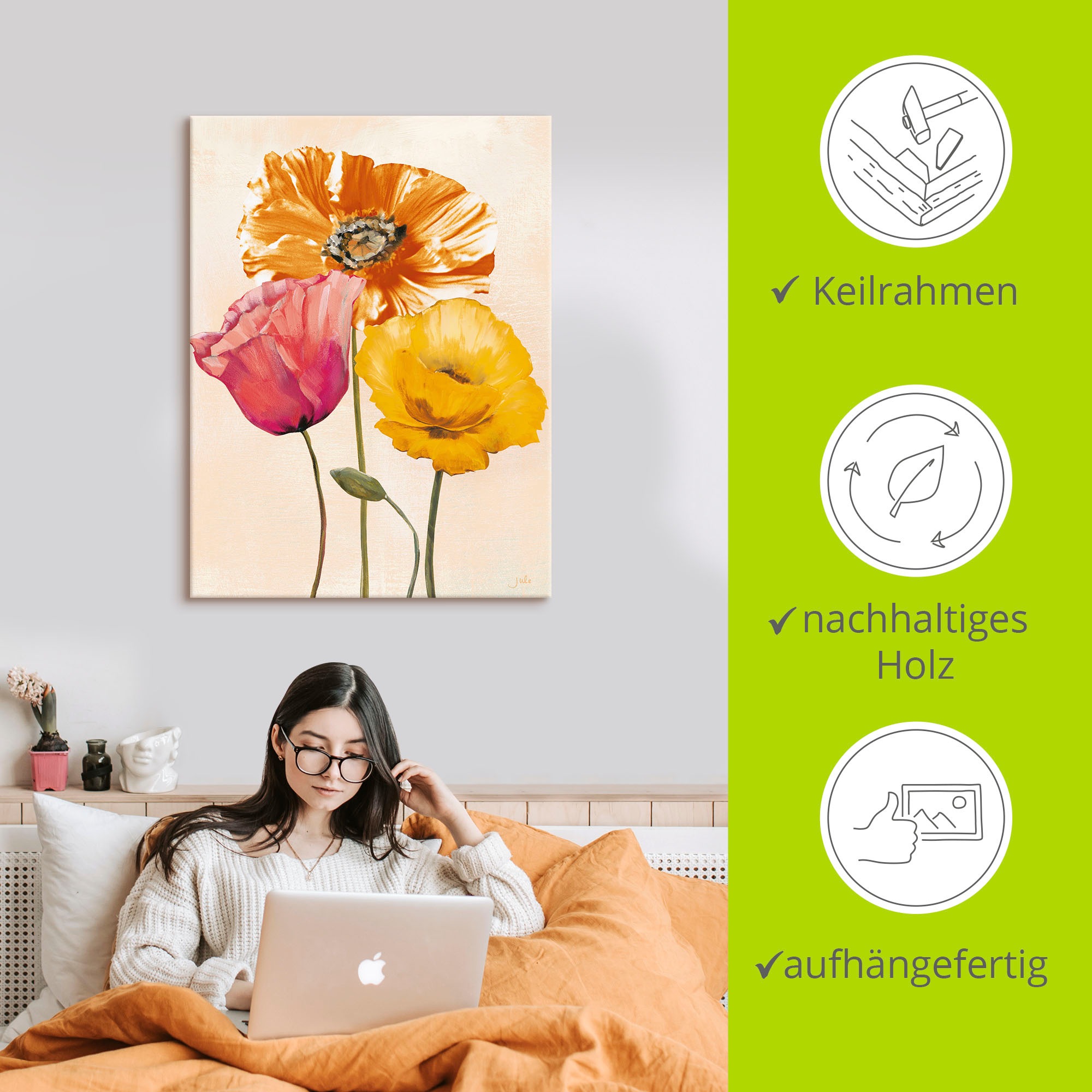 Artland Wandbild »Bunte Mohnblumen II«, Blumenbilder, (1 St.), als Leinwandbild, Poster, Wandaufkleber in verschied. Größen