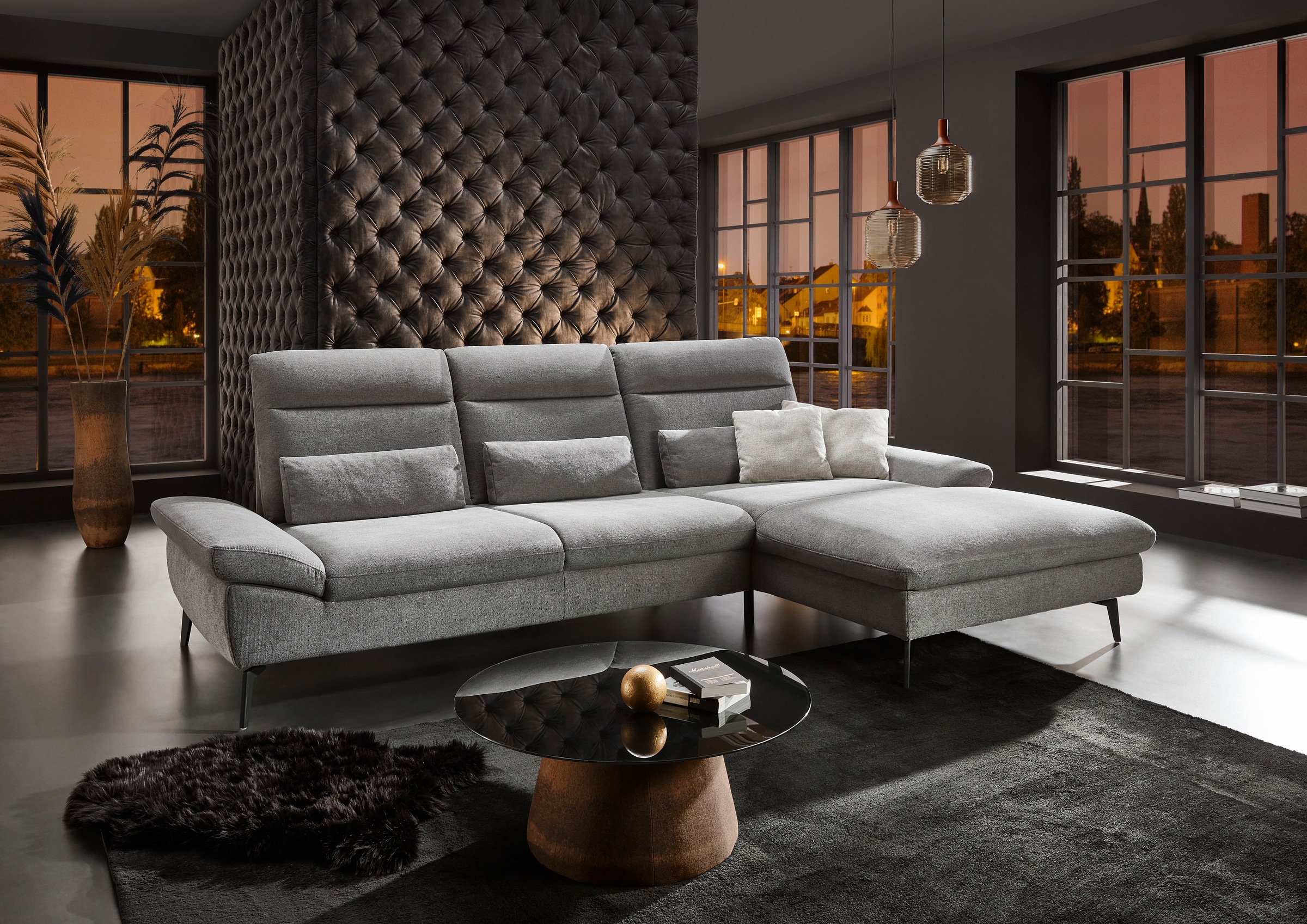 HUKLA Ecksofa »HU-HP22156 L-Form«, inkl. Kopfpolsterverstellung, optional m günstig online kaufen
