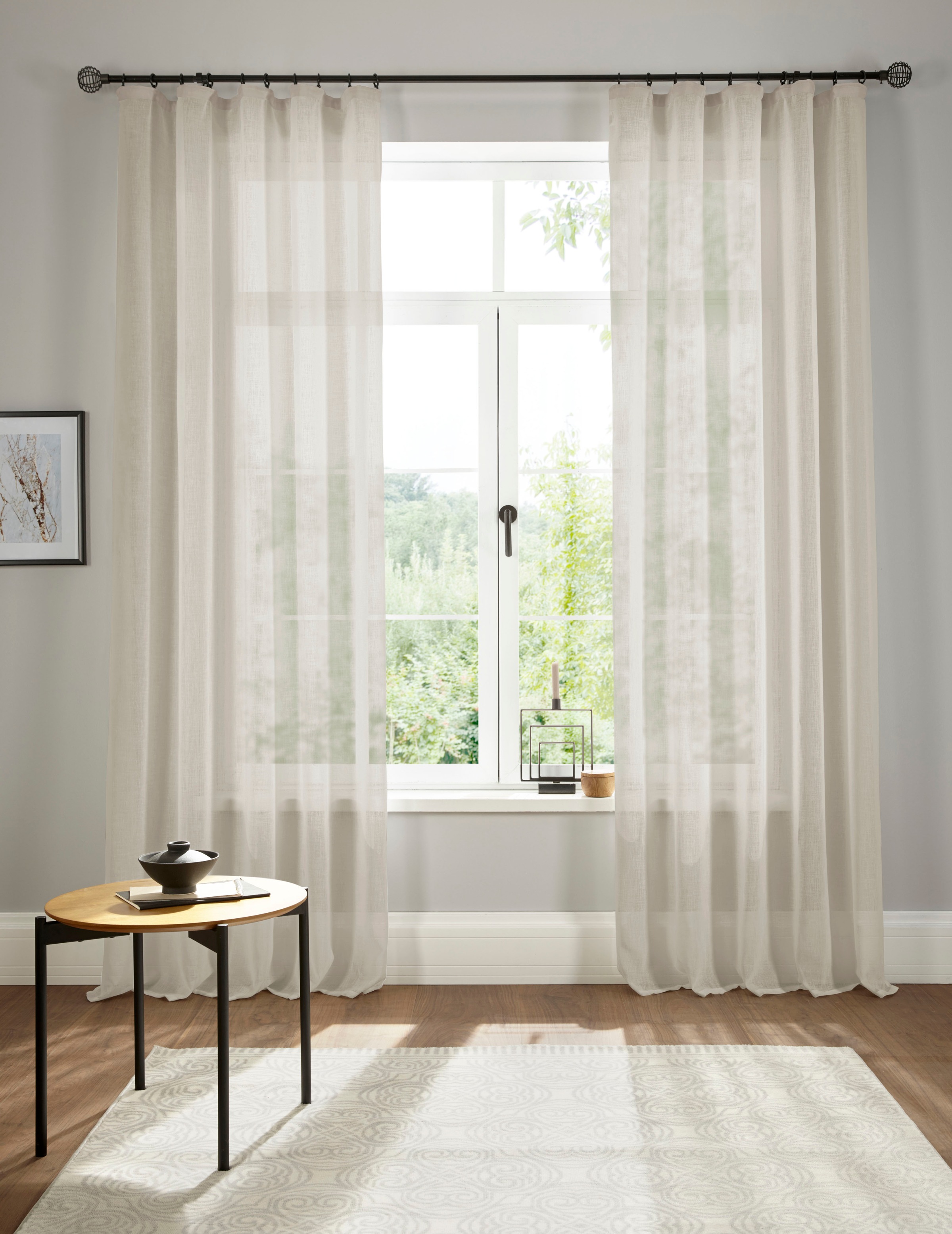 my home Gardine »Fiete« Kräuselband 1 Stk. tlg. Leinen Optik, Sichtschutz, günstig online kaufen