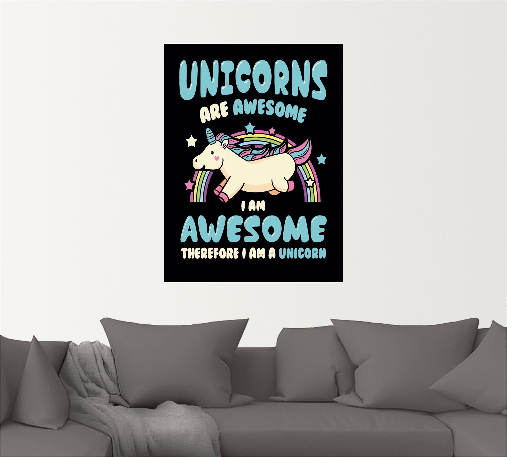 Artland Wandbild »Einhorn Spruch«, Humor, (1 St.), als Poster, Wandaufkleber in verschied. Größen
