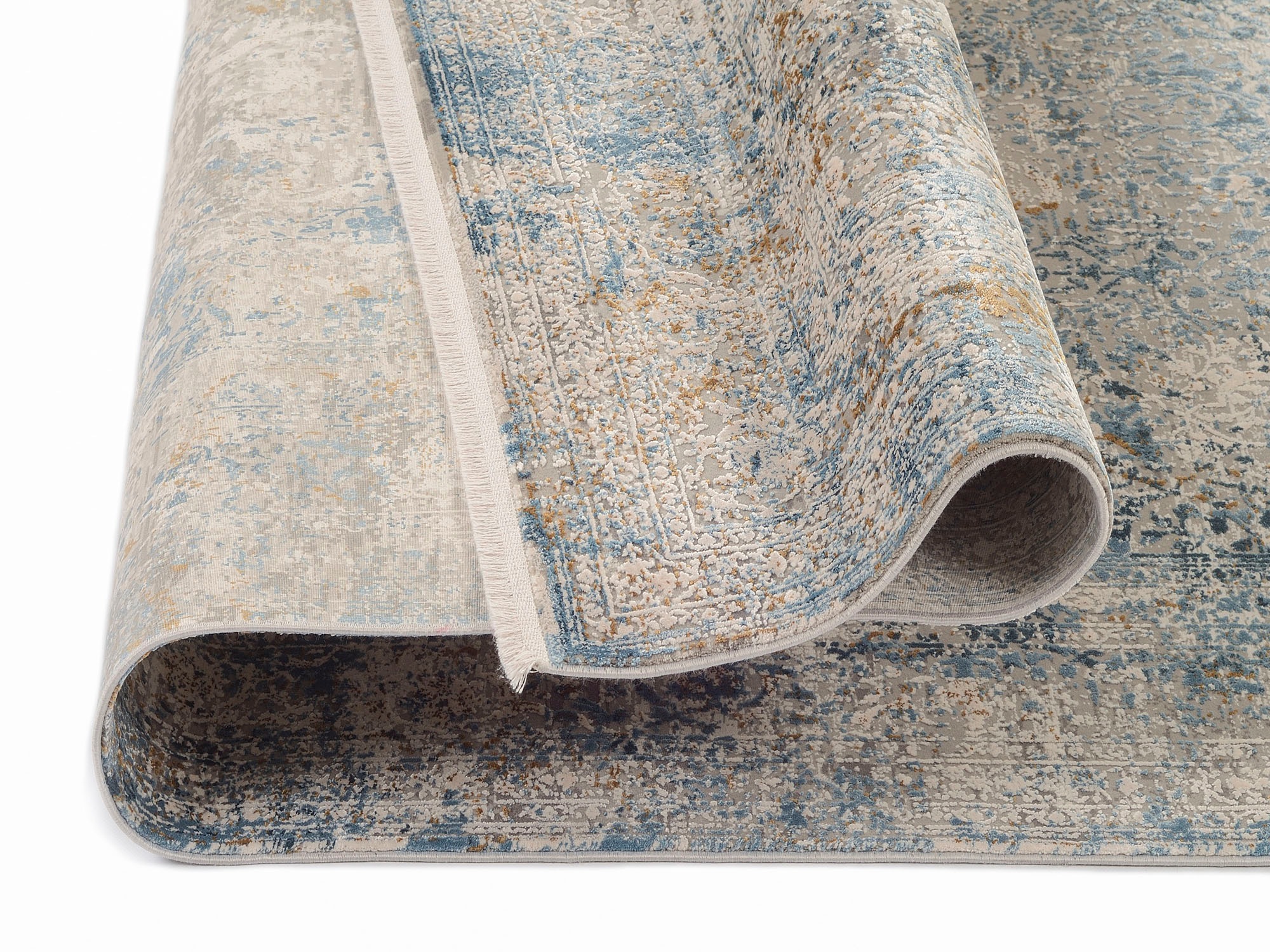 OCI DIE TEPPICHMARKE Teppich »BESTSELLER CAVA«, rechteckig, 8 mm Höhe, Glanz Viskose, mit Fransen, Hoch Tief Struktur, Vintage, Wohnzimmer