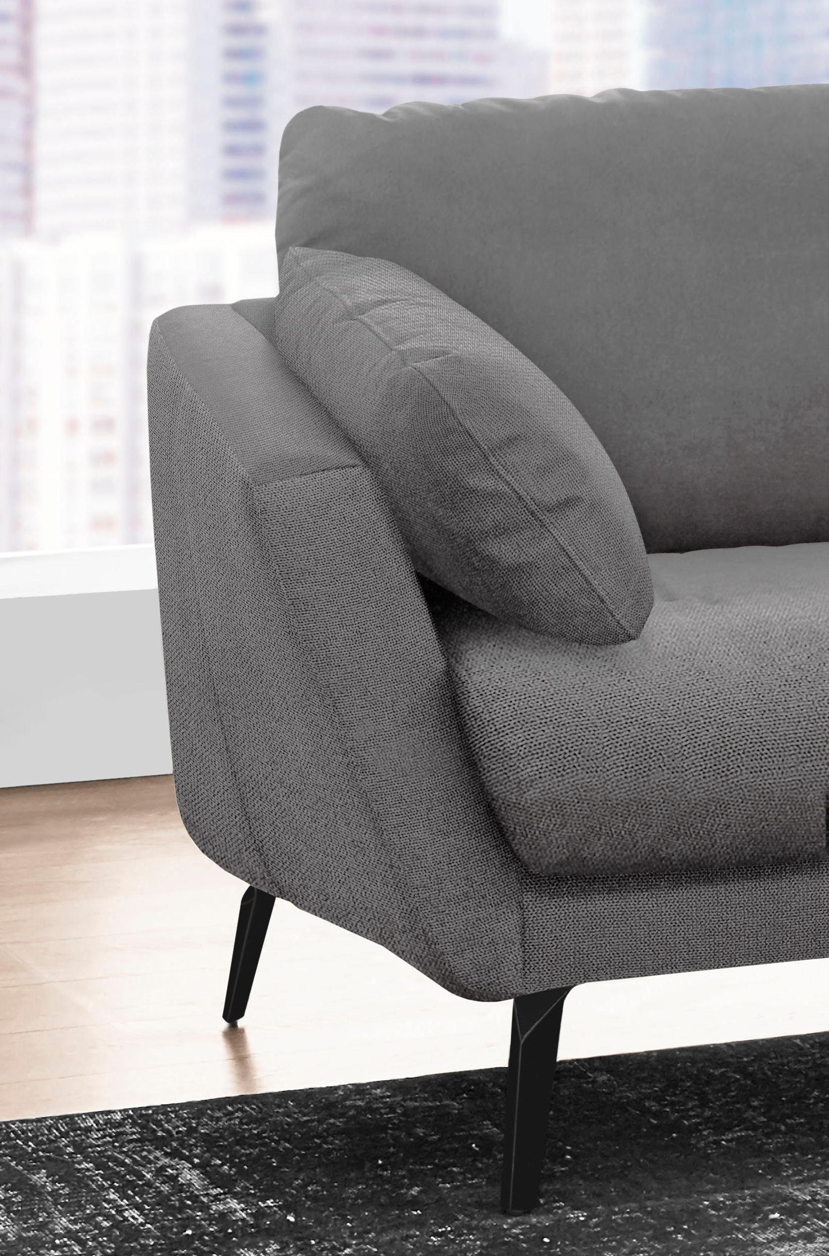 W.SCHILLIG Ecksofa »softy, toller Sitzkomfort, L-Form«, mit dekorativer Heftung im Sitz, Füße schwarz pulverbeschichtet
