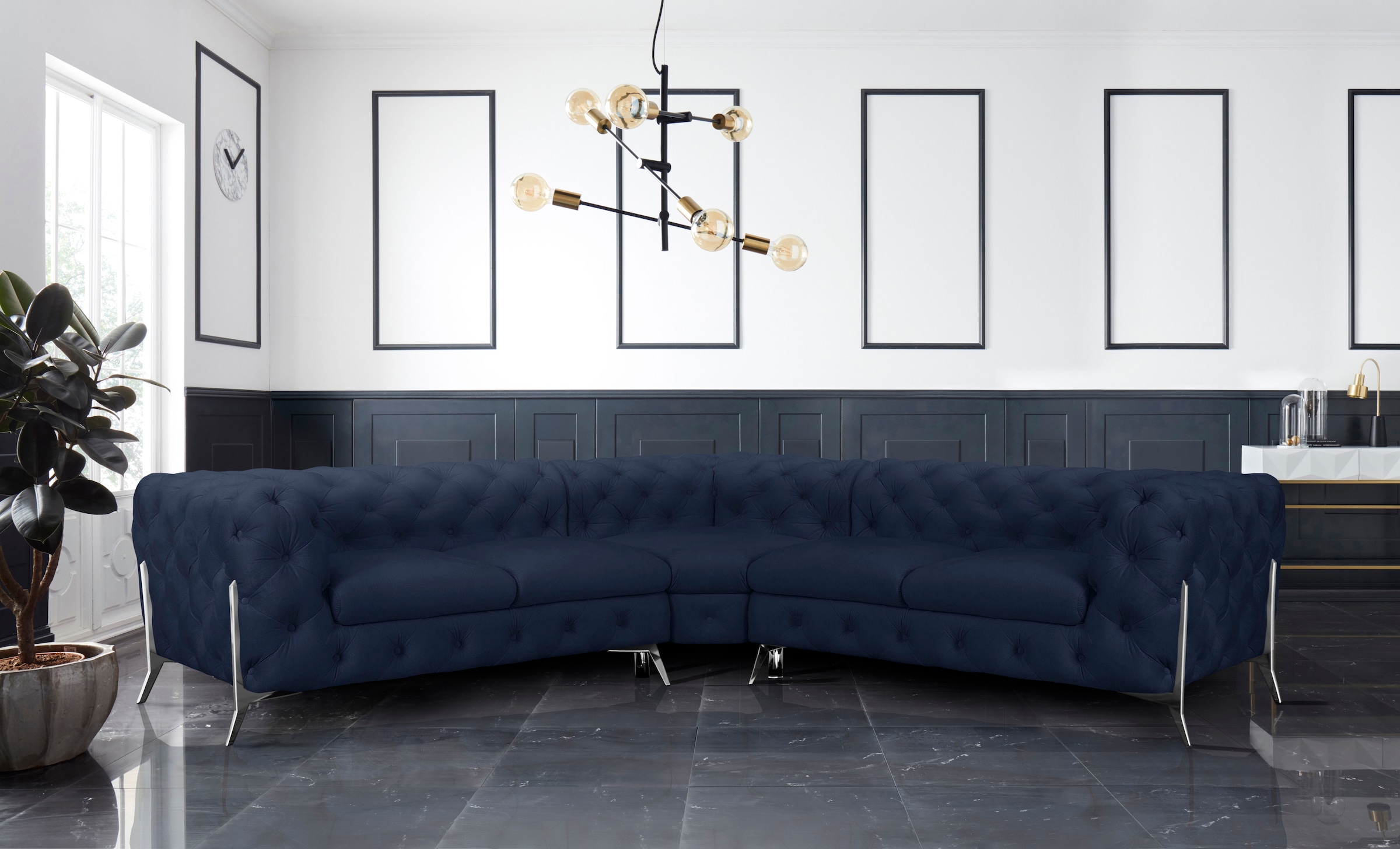 Home affaire Chesterfield-Sofa »Amaury L-Form« Chesterfield-Optik, Breite/T günstig online kaufen