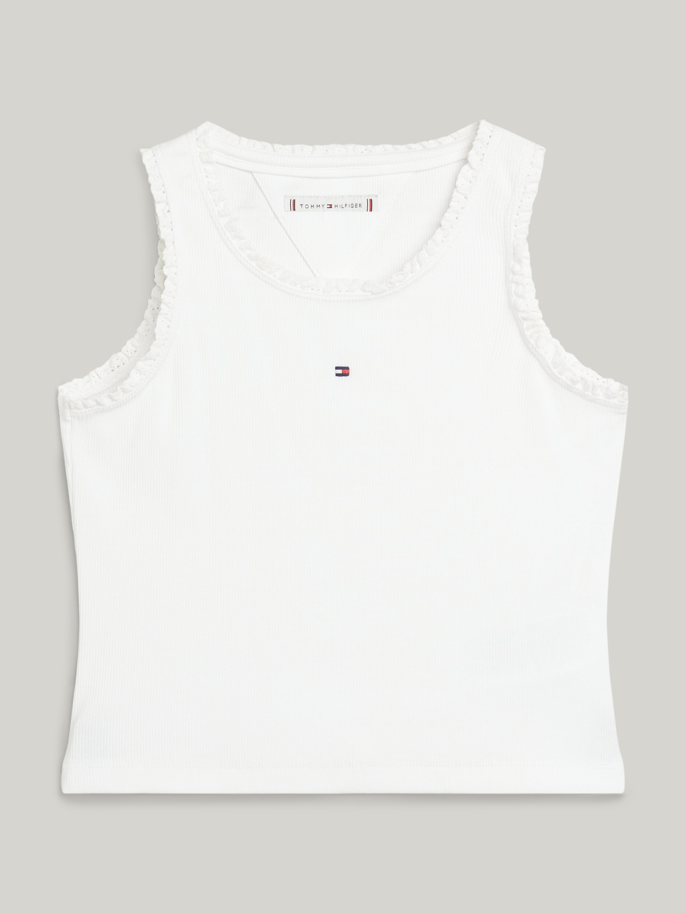 Tommy Hilfiger Tanktop »ESSENTIAL RIB LACE TANK TOP«, Kinder bis 16 Jahre, Rüsche am Auschnitt & Ärmel