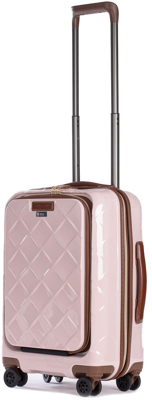 Stratic Hartschalen-Trolley »Leather&More S mit Vortasche, rose«, 4 Rollen, Handgepäck Reisekoffer Reisegepäck TSA-Zahlenschloss