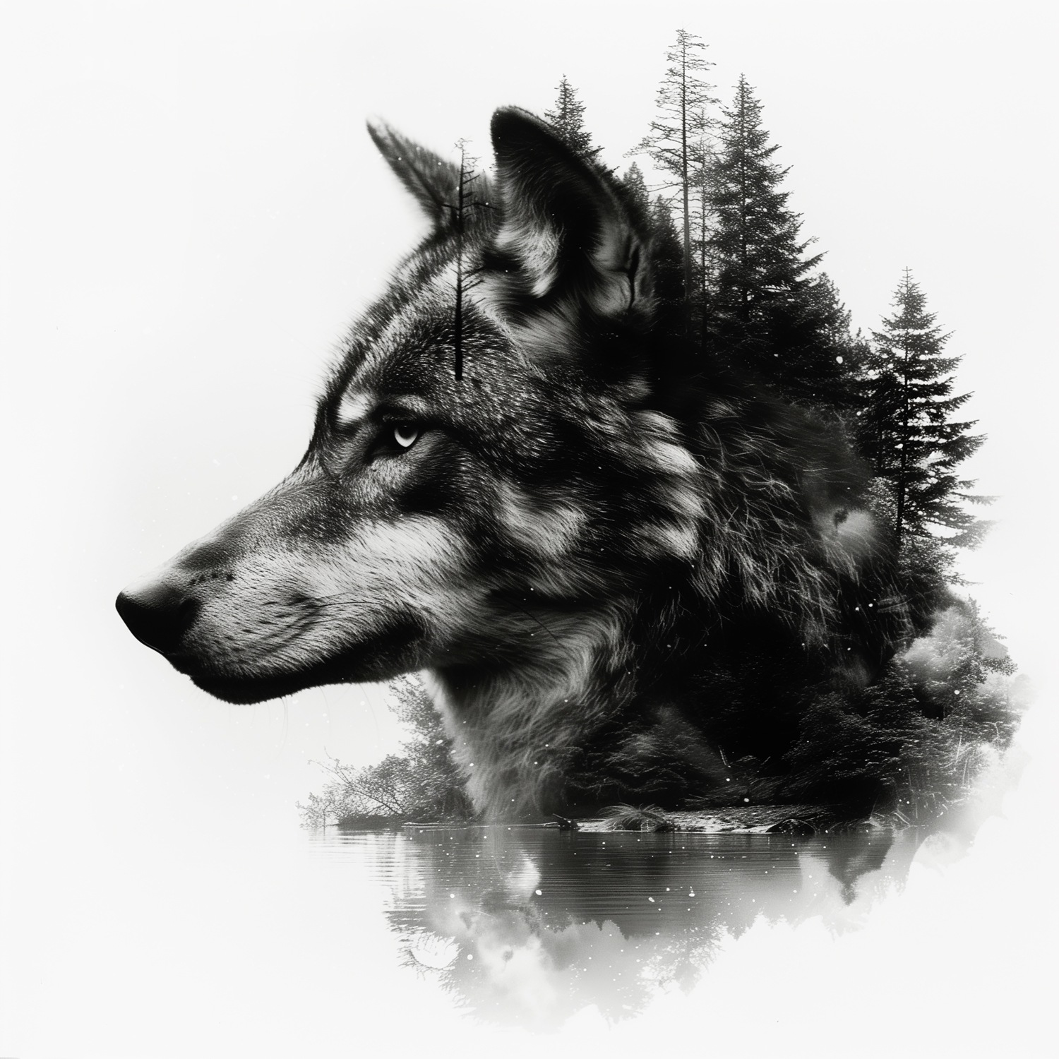 queence Acrylglasbild »Fotomaipulation Wolf«, Baumbilder-Bäume-Gesicht-Kuns günstig online kaufen