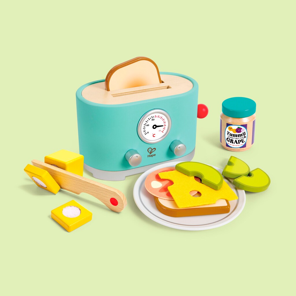 Hape Kinder-Toaster »Kling, Pop-Up-Toaster-Set«, (12 tlg.)