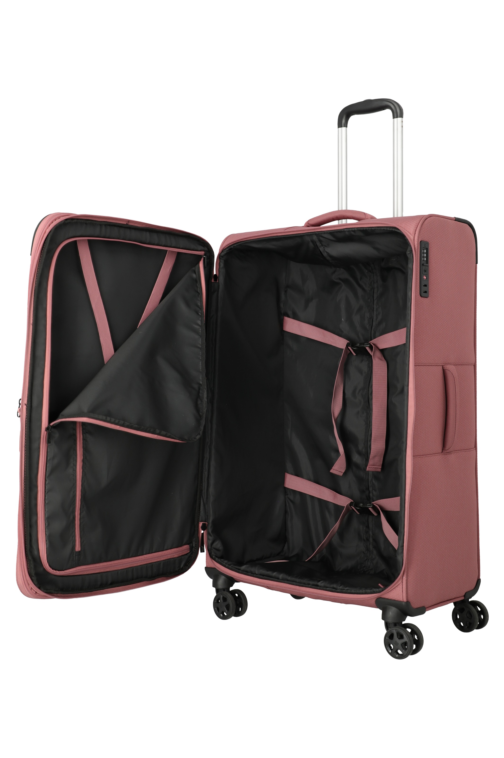 travelite Trolley »KICK OFF Reisekoffer« 110 l 4 Rollen 4 Doppelrollen, Außentaschen und Packgurte – leicht und robust