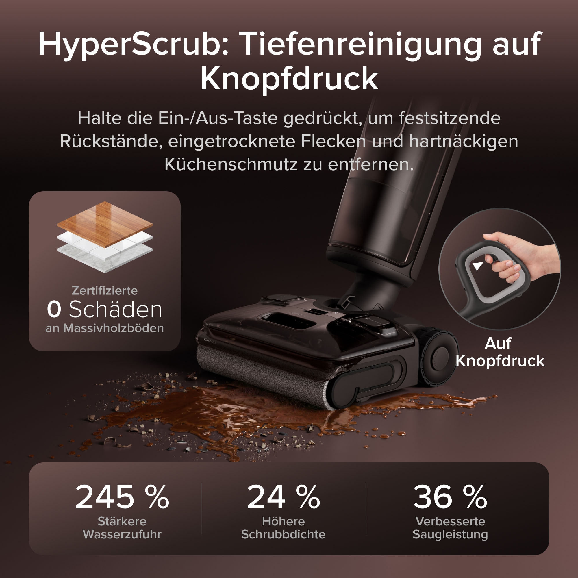 Roborock Nass-Trocken-Akkusauger »F25 Pro Turbo« HyperScrub Schrubbermodus, 25.000 Pa, App-Steuerung