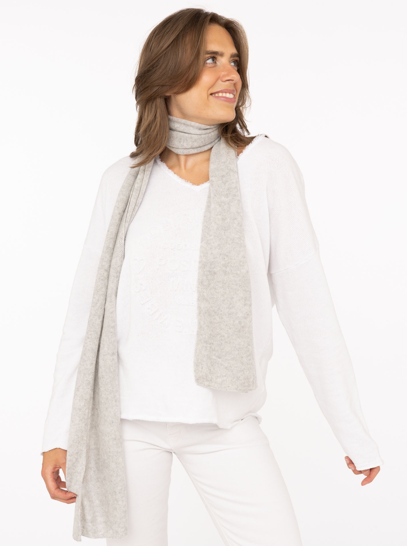 ZWILLINGSHERZ Modeschal Strick, unifarben, weich, wärmend, Kaschmir Hellgrau