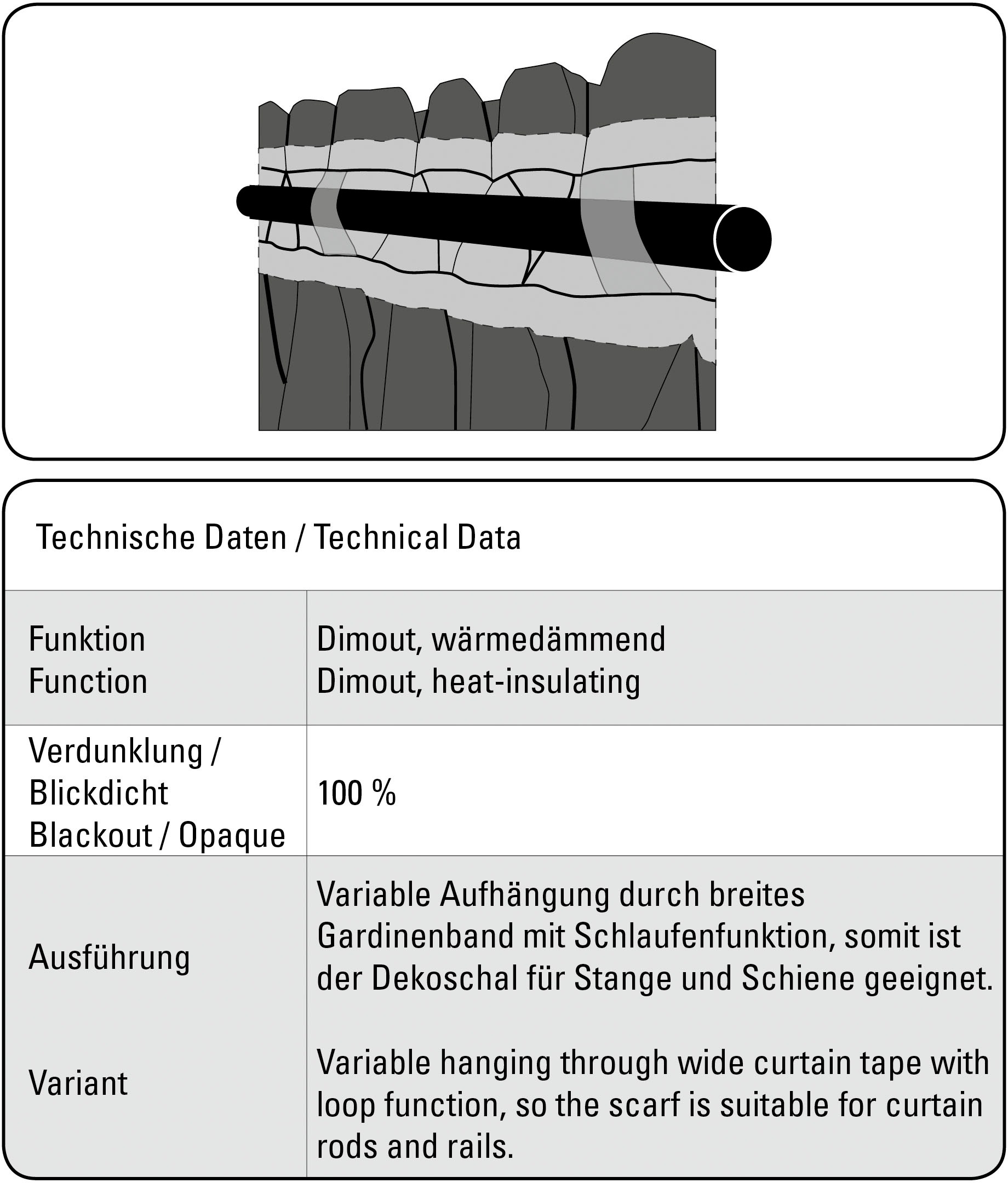 GARDINIA Gardine »Schal mit Gardinenband Dimout«, (1 St.), Stoff Dimout