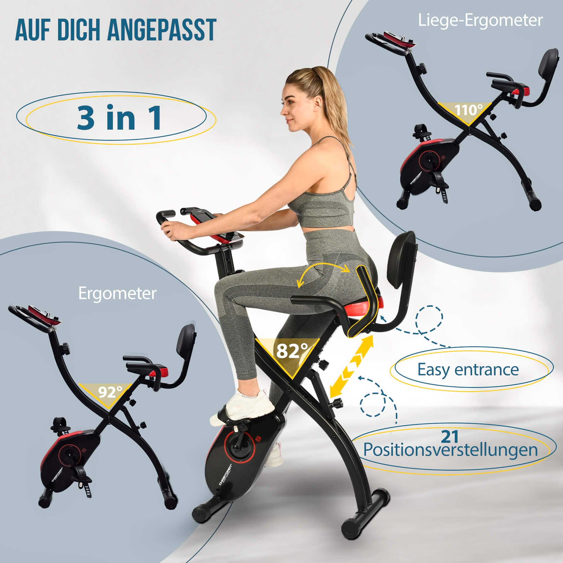 Christopeit Sport® Heimtrainer »S-Bike«, (Kinomap,Fithome und Zwift kompatibel), Schwungmasse ca. 5 kg, 8 Widerstandsstufen