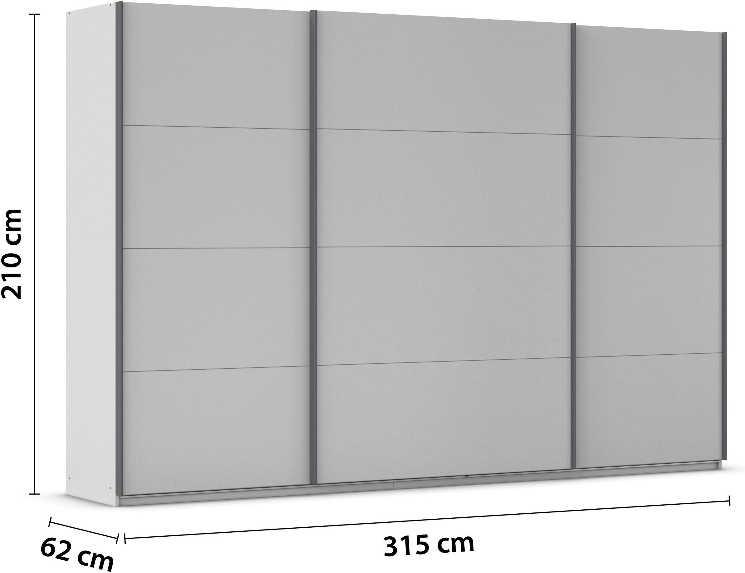 rauch Schwebetürenschrank »Kleiderschrank Schrank Garderobe AGORDO mit Dekor- oder Hochglanzfront«, (in zwei Griff-Farben), durchdachte Innenausstattung, in 4 Breiten und 2 Höhen MADE IN GERMANY