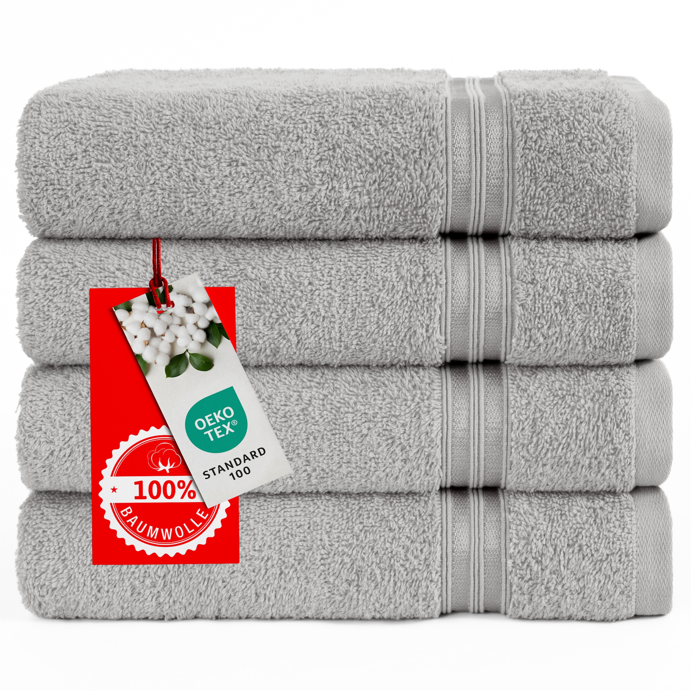 HAMMETEX Handtuch Set »4er Set Handtücher 50x100 cm, 100% Baumwolle, Weich & Saugstark«, (Set, 4 St., 4), mit Bordüre, einfarbig, weich
