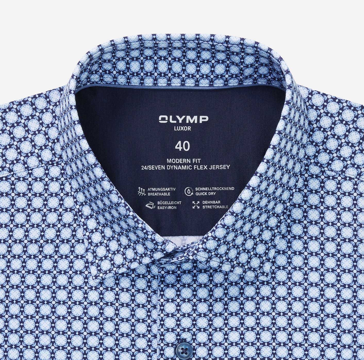 OLYMP Langarmhemd »24/7 - Luxor modern fit«, atmungsaktiv, modern fit, New-Kentkragen, Flex Jersey