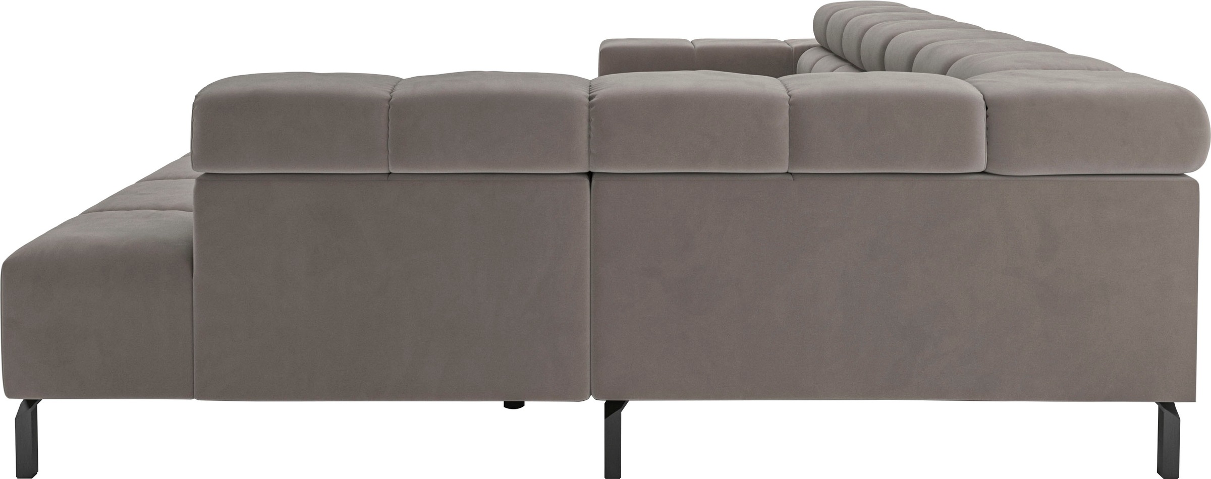 INOSIGN Ecksofa »Ancona New, wahlweise motorische Sitztiefenverstellung, auch in Cord«, feine Steppung, mit Kopfteilverstellung, 3 Zierkissen, L-Form