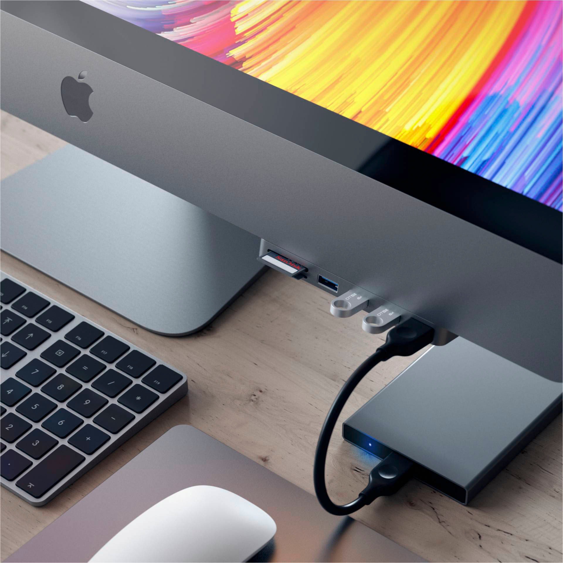 Satechi USB-Adapter »Type-C Clamp Hub Pro«, USB-C zu USB Typ A-USB Typ C-Thunderbolt-MicroSD-Card-SD-Card