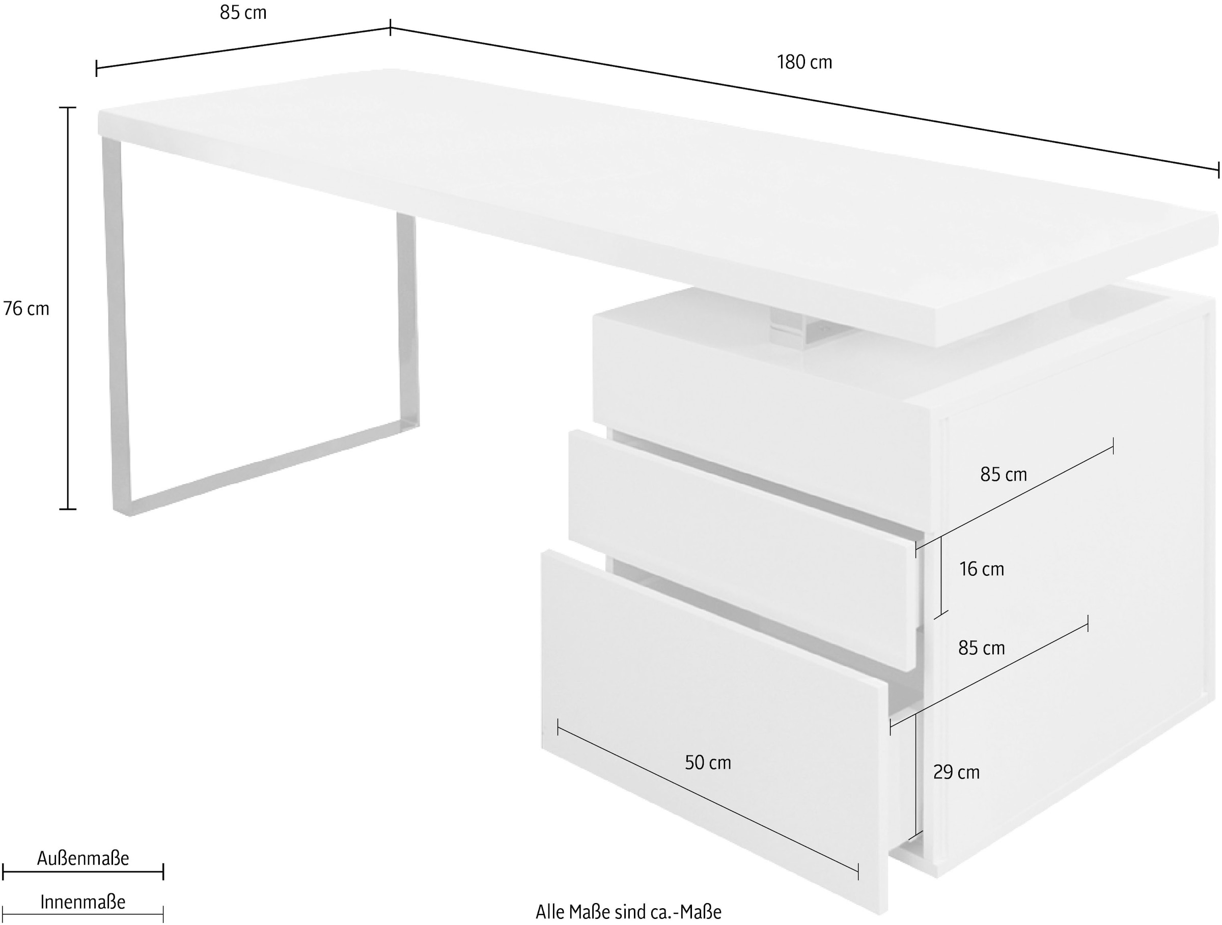 SalesFever Schreibtisch, inkl. Container mit 3 Schubladen