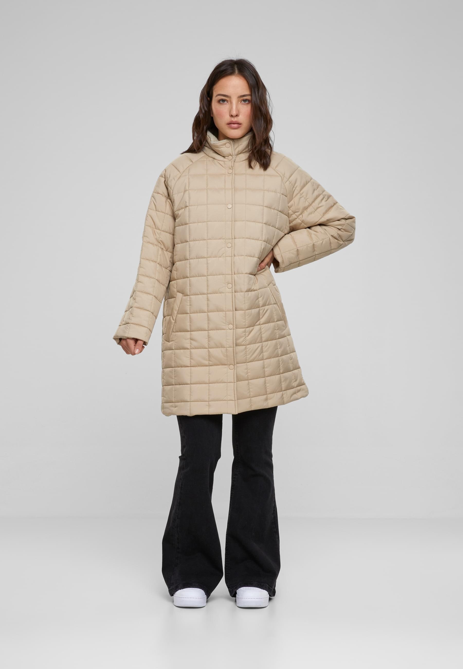 URBAN CLASSICS Winterjacke »Urban Classics Damen Ladies Quilted Coat« 1 Stk. tlg. ohne Kapuze