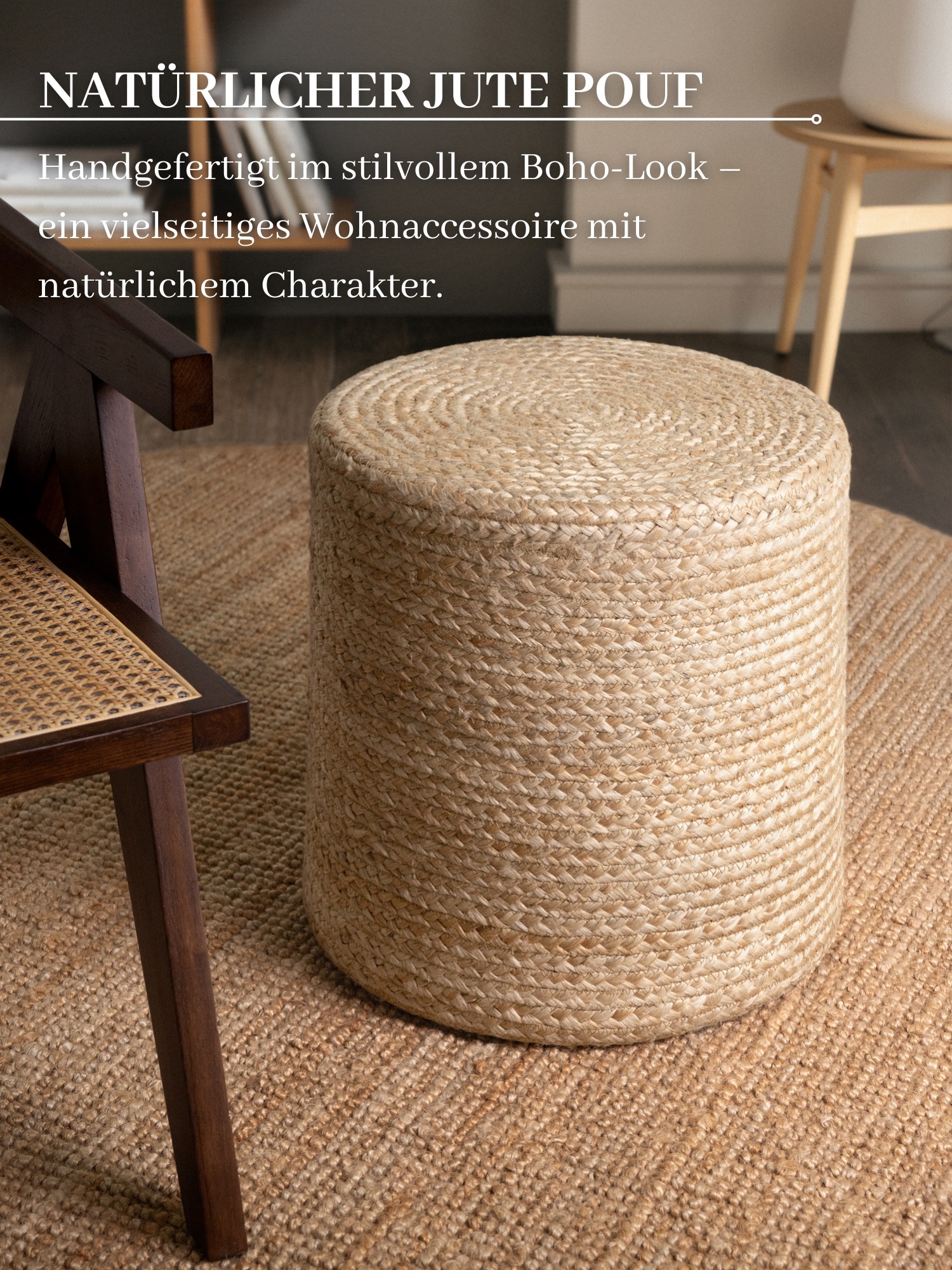 HANSE Home Pouf »Jutta, Jute«, (1 St.), Jute, Natur, Wohnzimmer, Esszimmer, Schlafzimmer, Flur, Modern, Boho