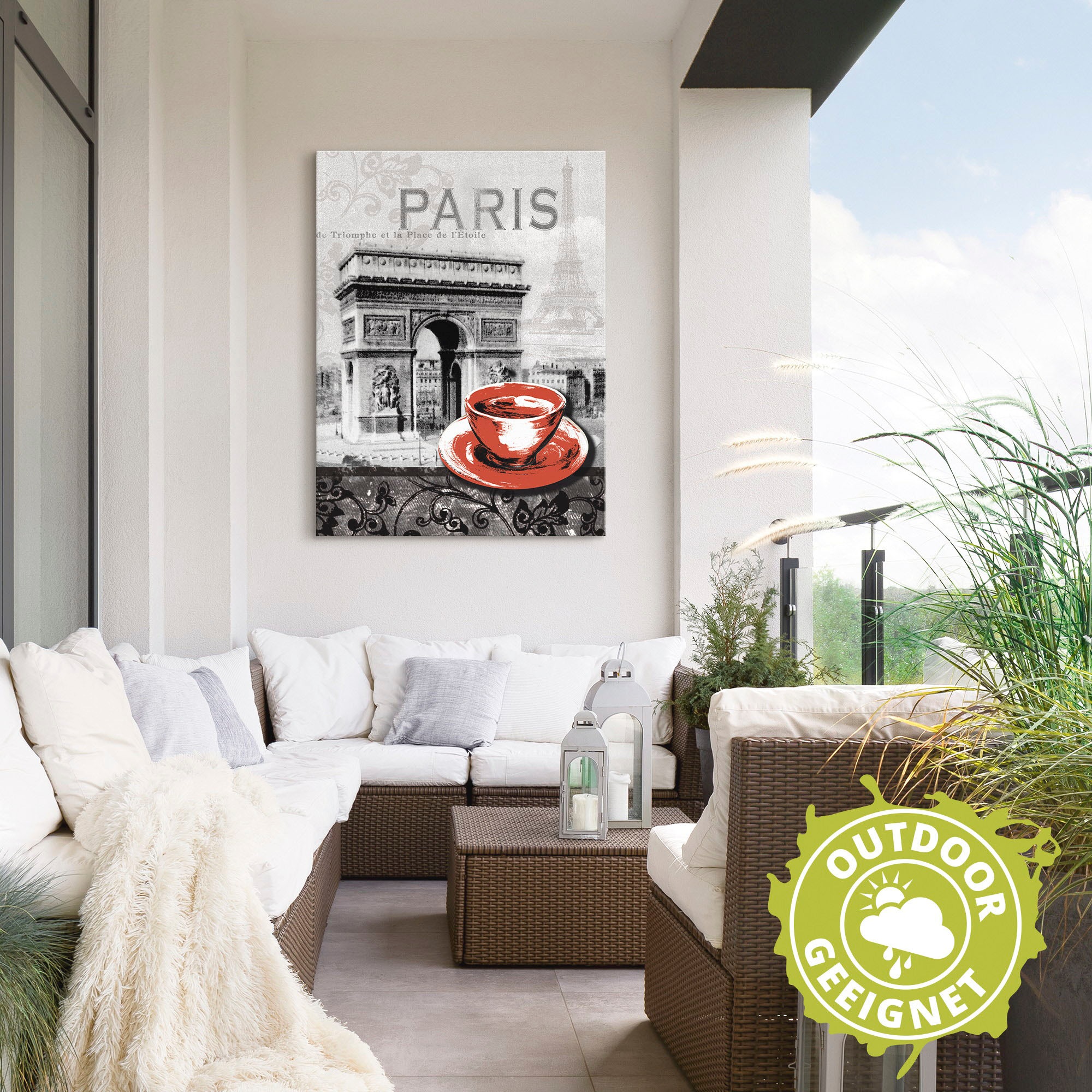 Artland Wandbild »Paris - Café au Lait - Milchkaffee«, Gebäude, (1 St.), als Alubild, Outdoorbild, Leinwandbild, Poster, Wandaufkleber