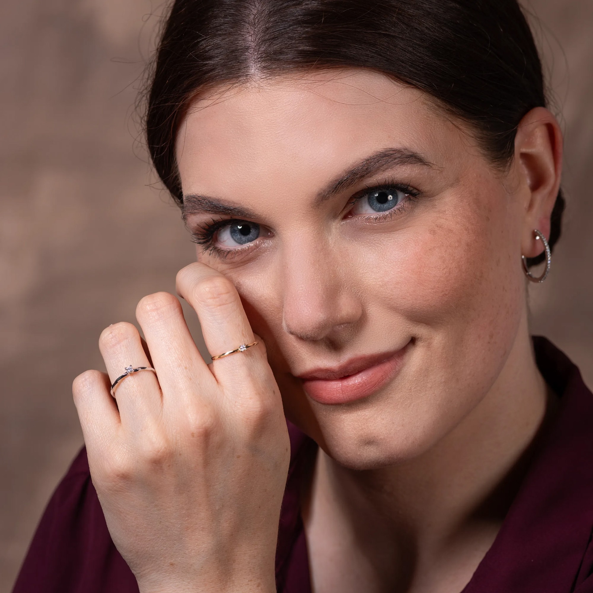 LYOMI Fingerring »585/- Weißgold 1 synth. Diam. 0,04ct.«