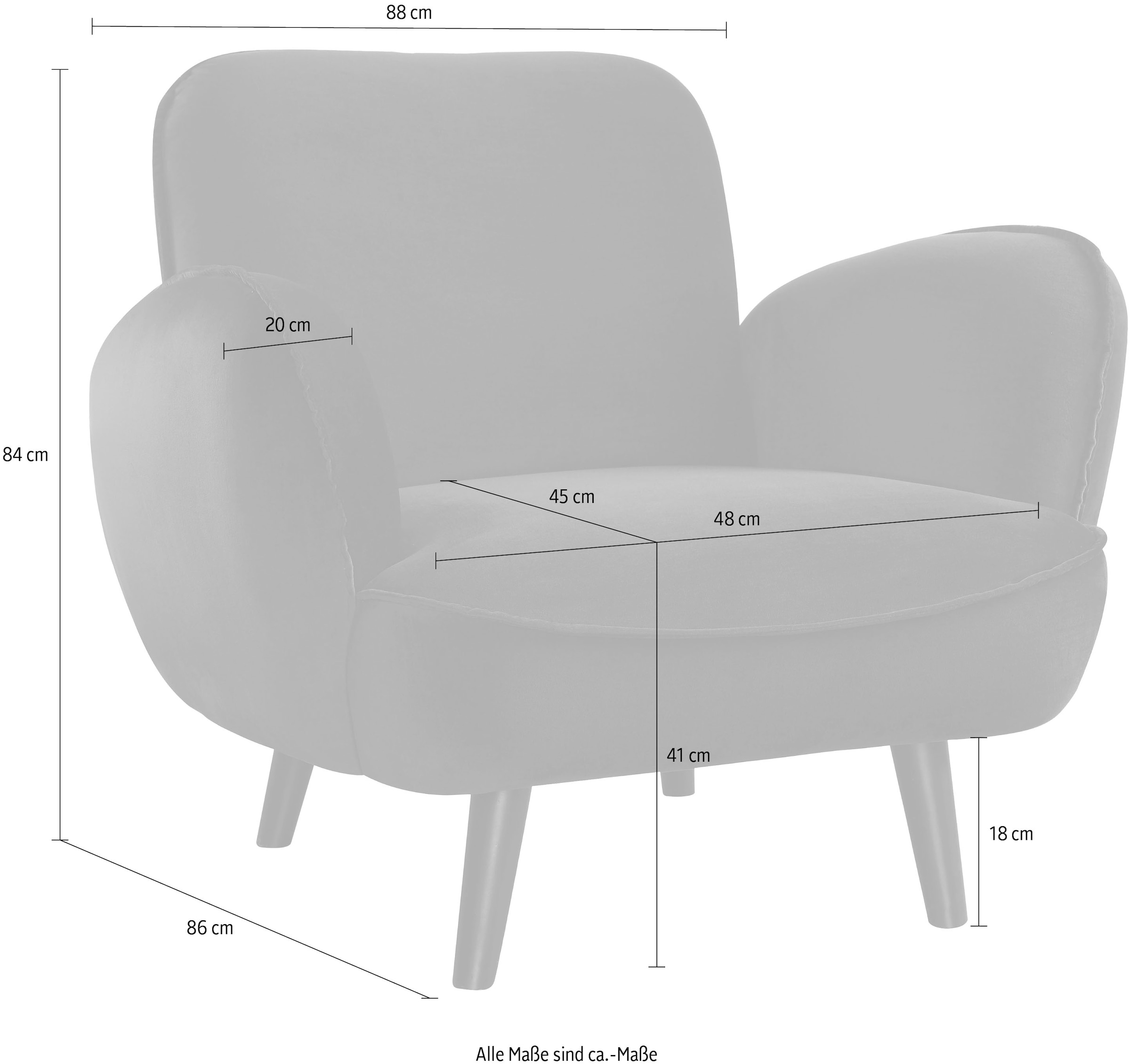 ATLANTIC home collection Sessel »Ben«, Massivholzfüße, frei stellbar Wellenunterfederung, kaufen mit Raum im online