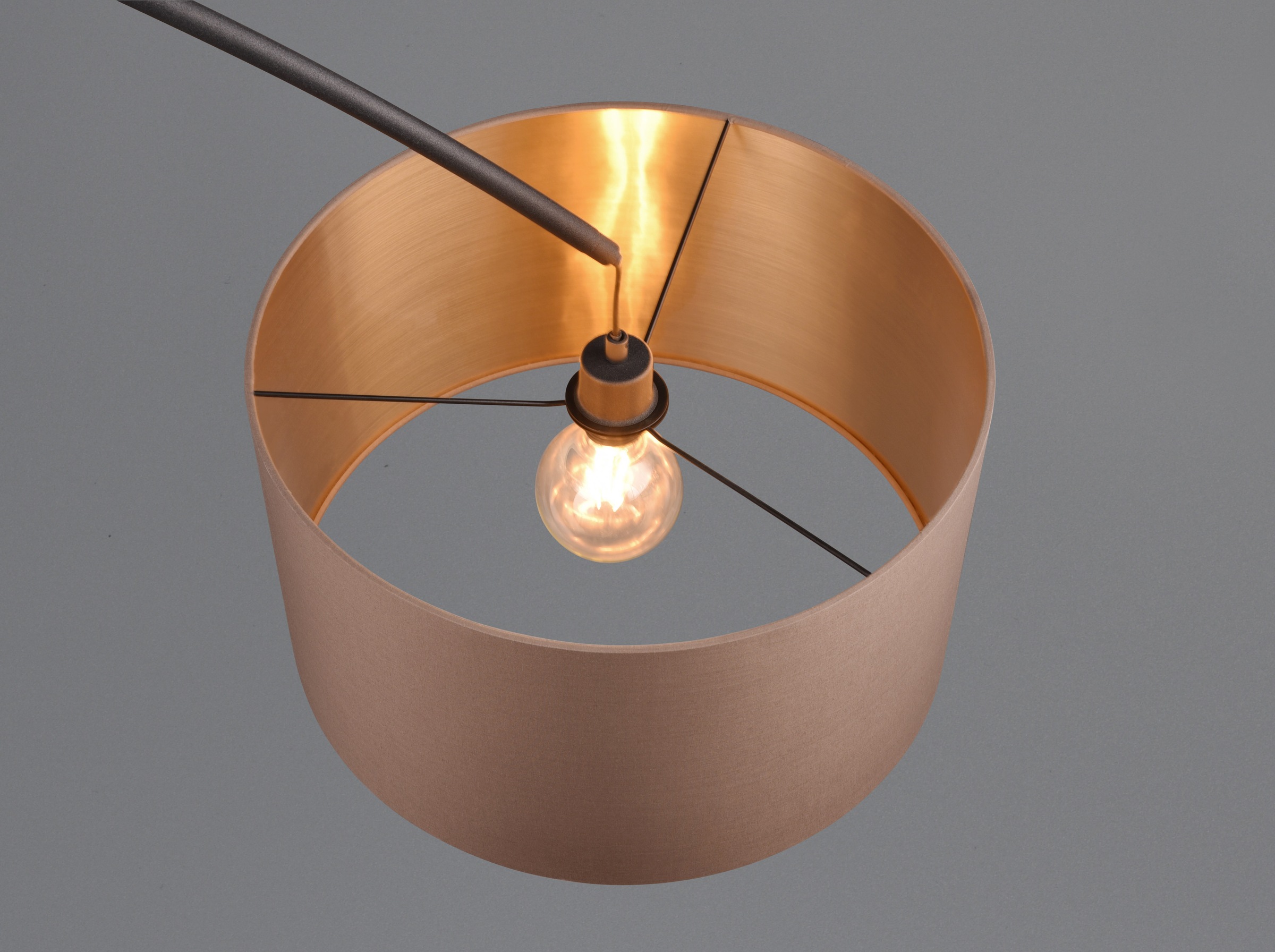 TRIO Leuchten Bogenlampe »MANSUR«, Bogenlampe mit Stoffschirm, exkl. 1x E27 max 60Watt, Fußschalter, Schirm taupe/gold