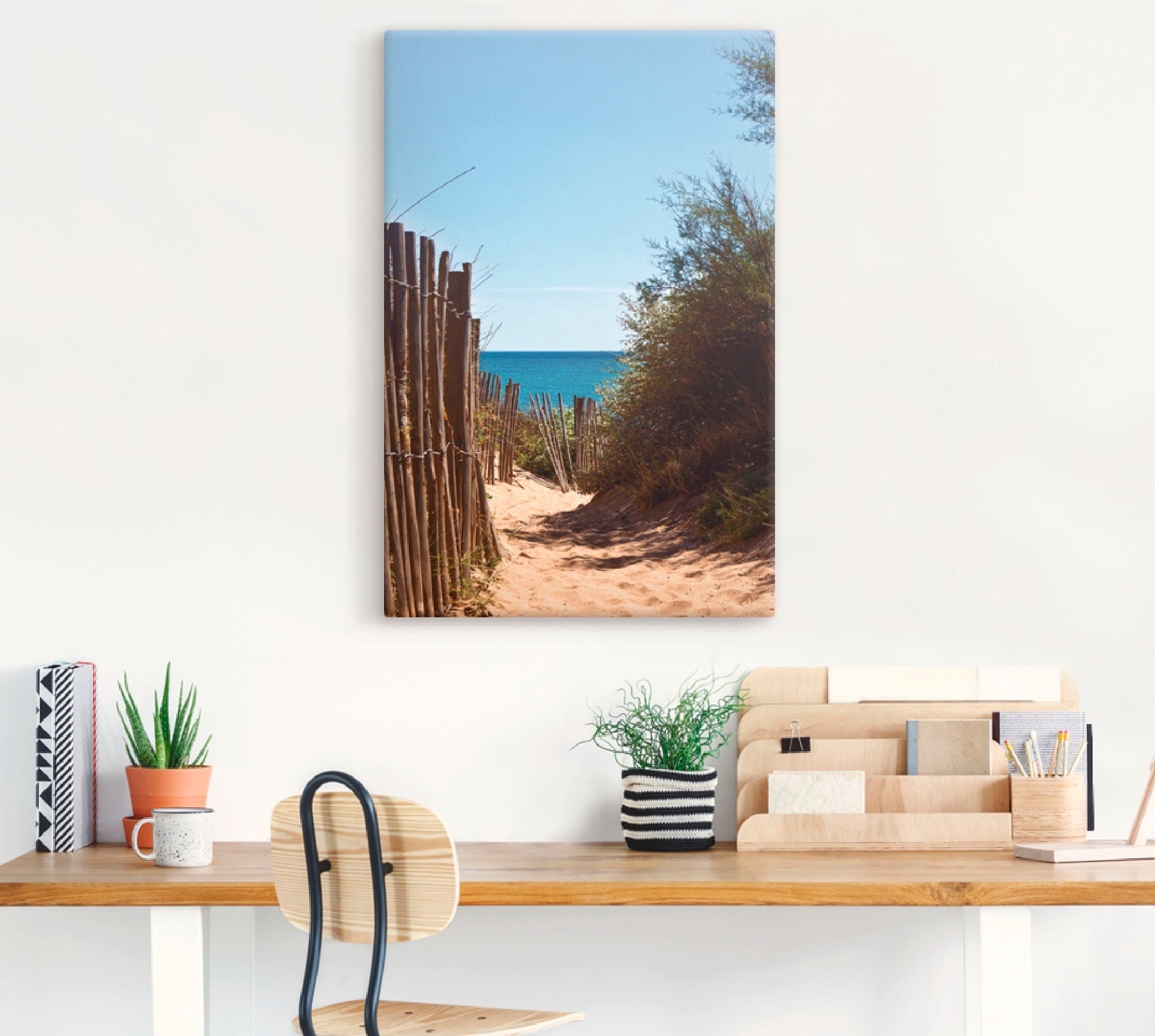 Artland Leinwandbild »Strandzugang zum Serignan Plage«, Strand, (1 St.), auf Keilrahmen gespannt