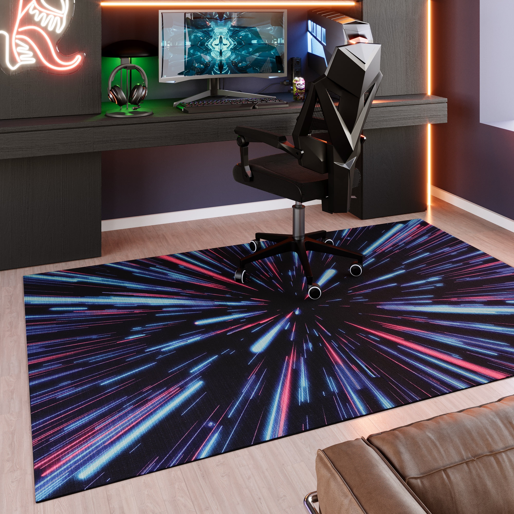 Wecon home Teppich »Neon Horizon«, rechteckig, 5 mm Höhe, Gamer Teppich, ge günstig online kaufen