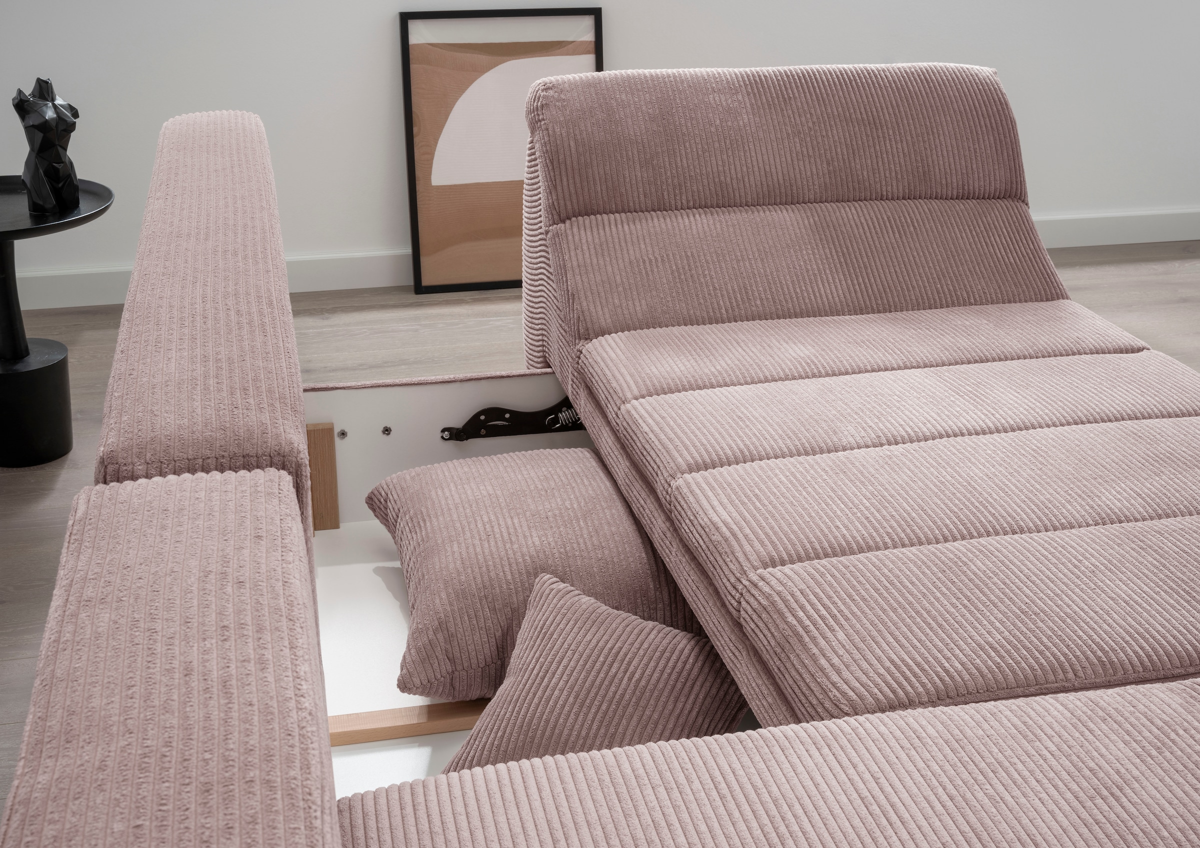 INOSIGN Ecksofa »Imola elegant und bequem, aktuelle Steppung im Sitz, L-Form«, wahlweise mit Bettfunktion