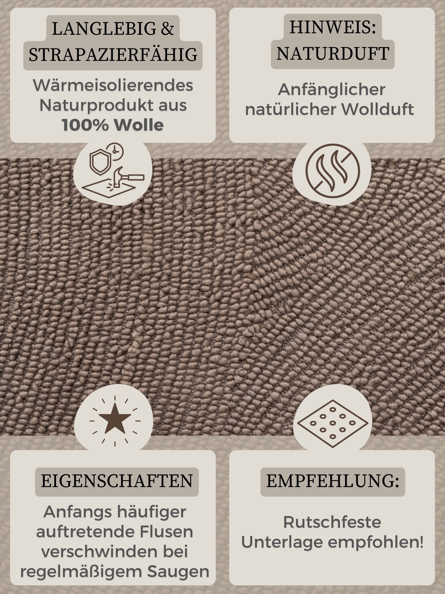 HANSE Home Wollteppich »Eleni«, rechteckig, 18 mm Höhe, Handgetuftet, Wolle, Natur, Wohnzimmer, Schlafzimmer, Skandi, Hygge