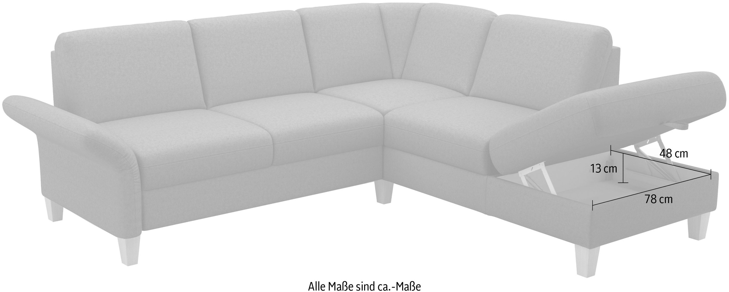 Home affaire Ecksofa »Rochelle«, wahlweise mit Armlverstellung, Klappbett mit Rollen & Bettkasten